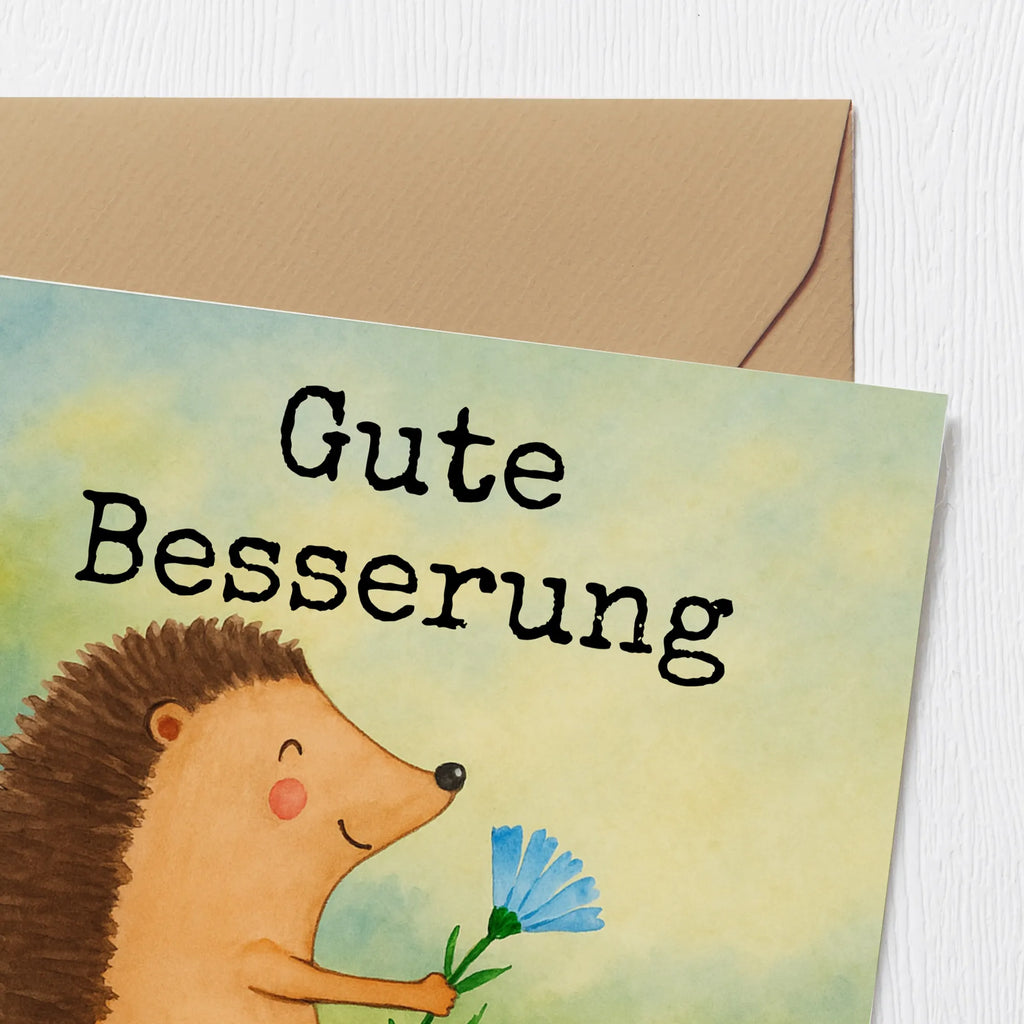 Deluxe Karte Igel Blumen Design Karte, Grußkarte, Klappkarte, Einladungskarte, Glückwunschkarte, Hochzeitskarte, Geburtstagskarte, Hochwertige Grußkarte, Hochwertige Klappkarte, Tiermotive, Gute Laune, lustige Sprüche, Tiere, Igel, Gute Besserung, Genesungswünsche, Krankheit, Krankenhaus, krank, Besuch