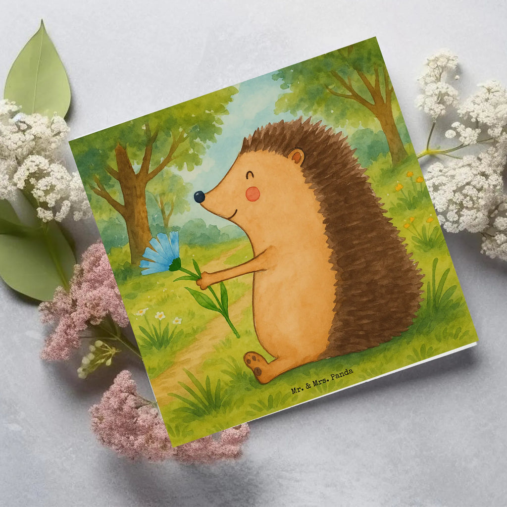 Deluxe Karte Igel Blumen Design Karte, Grußkarte, Klappkarte, Einladungskarte, Glückwunschkarte, Hochzeitskarte, Geburtstagskarte, Hochwertige Grußkarte, Hochwertige Klappkarte, Tiermotive, Gute Laune, lustige Sprüche, Tiere, Igel, Gute Besserung, Genesungswünsche, Krankheit, Krankenhaus, krank, Besuch