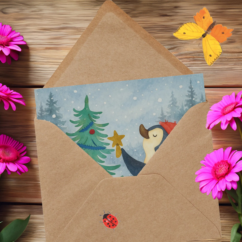 Deluxe Karte Pinguin Weihnachtsbaum Design Karte, Grußkarte, Klappkarte, Einladungskarte, Glückwunschkarte, Hochzeitskarte, Geburtstagskarte, Hochwertige Grußkarte, Hochwertige Klappkarte, Winter, Weihnachten, Weihnachtsdeko, Nikolaus, Advent, Heiligabend, Wintermotiv, Pinguin