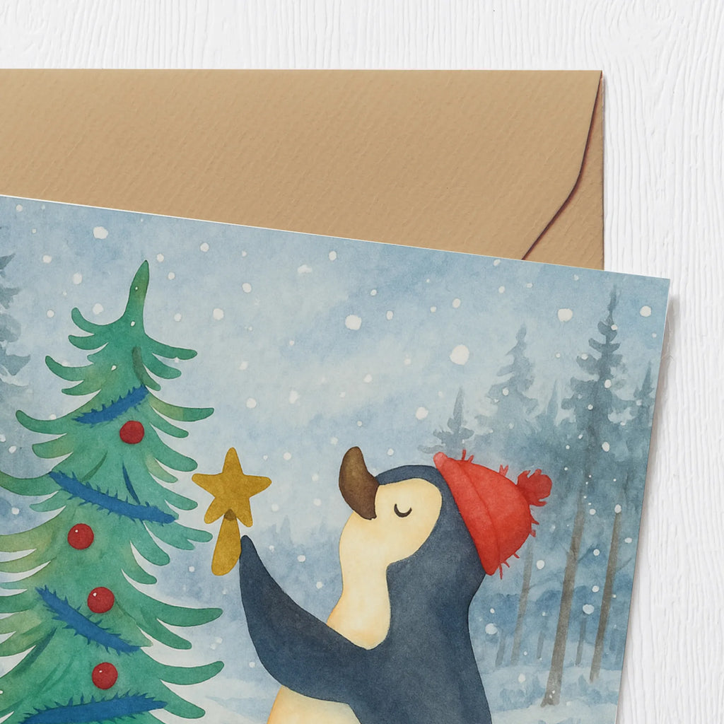 Deluxe Karte Pinguin Weihnachtsbaum Design Karte, Grußkarte, Klappkarte, Einladungskarte, Glückwunschkarte, Hochzeitskarte, Geburtstagskarte, Hochwertige Grußkarte, Hochwertige Klappkarte, Winter, Weihnachten, Weihnachtsdeko, Nikolaus, Advent, Heiligabend, Wintermotiv, Pinguin
