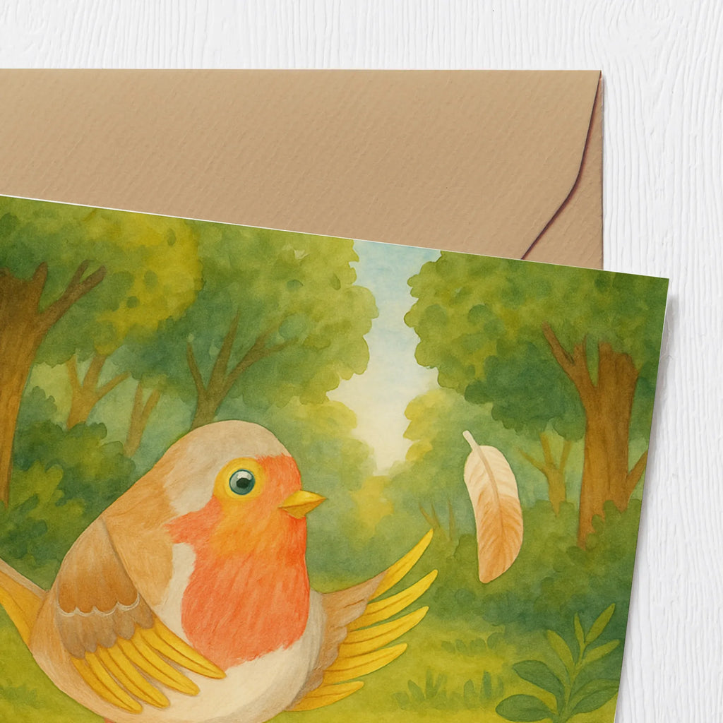 Deluxe Karte Rotkehlchen Federn Design Karte, Grußkarte, Klappkarte, Einladungskarte, Glückwunschkarte, Hochzeitskarte, Geburtstagskarte, Hochwertige Grußkarte, Hochwertige Klappkarte, Tiermotive, Gute Laune, lustige Sprüche, Tiere, What if i fall, Rotkehlchen, Spruch Motivation, Spruch Mut, Vogel, Motivation Sprüche, Motivationsbilder, fliegen