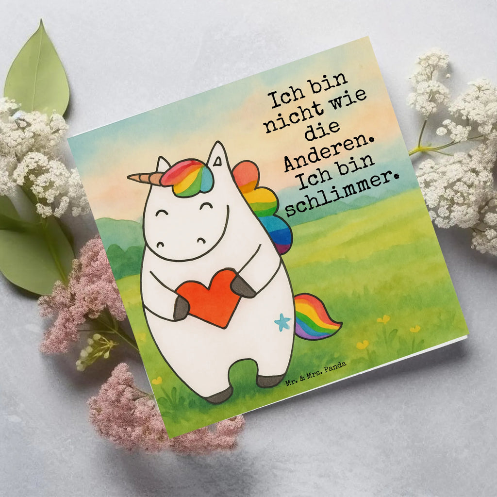 Deluxe Card unicorn Heart Design Karte, Grußkarte, Klappkarte, Einladungskarte, Glückwunschkarte, Hochzeitskarte, Geburtstagskarte, Hochwertige Grußkarte, Hochwertige Klappkarte, Einhorn, Einhörner, Einhorn Deko, Unicorn, Herz, schlimm, böse, witzig, lustig, Freundin, anders, bunt