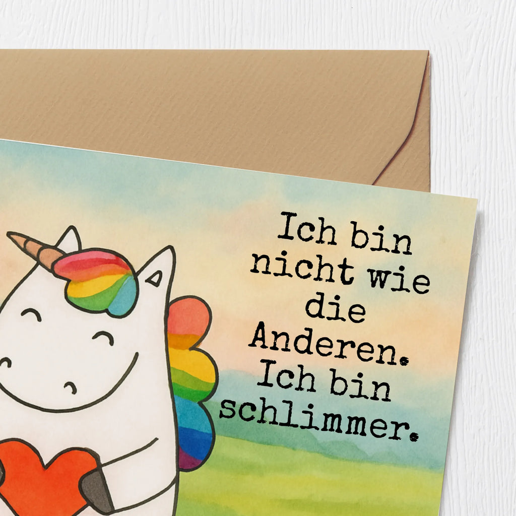 Deluxe Card unicorn Heart Design Karte, Grußkarte, Klappkarte, Einladungskarte, Glückwunschkarte, Hochzeitskarte, Geburtstagskarte, Hochwertige Grußkarte, Hochwertige Klappkarte, Einhorn, Einhörner, Einhorn Deko, Unicorn, Herz, schlimm, böse, witzig, lustig, Freundin, anders, bunt