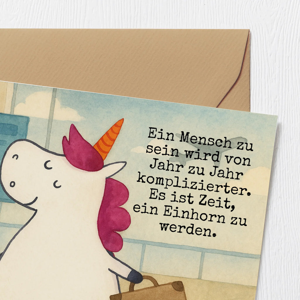 Deluxe Karte Einhorn Koffer Design Karte, Grußkarte, Klappkarte, Einladungskarte, Glückwunschkarte, Hochzeitskarte, Geburtstagskarte, Hochwertige Grußkarte, Hochwertige Klappkarte, Einhorn, Einhörner, Einhorn Deko, Unicorn, unicorn, Koffer, Verreisen, Reise, Gepäck, Abenteuer, Erwachsen, Kind, albern, Spaß, lustig, witzig