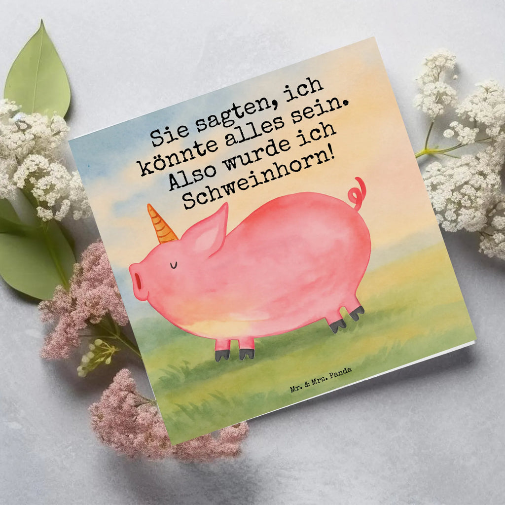 Deluxe Card unicorn Pig Design Karte, Grußkarte, Klappkarte, Einladungskarte, Glückwunschkarte, Hochzeitskarte, Geburtstagskarte, Hochwertige Grußkarte, Hochwertige Klappkarte, Einhorn, Einhörner, Einhorn Deko, Unicorn, Party, Spaß, Schwein, Schweinhorn, Bauer, witzig. lustig, Spruch, geschenk, Pig, Piggy, funny, english, englisch