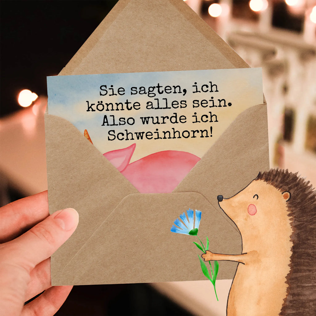 Deluxe Card unicorn Pig Design Karte, Grußkarte, Klappkarte, Einladungskarte, Glückwunschkarte, Hochzeitskarte, Geburtstagskarte, Hochwertige Grußkarte, Hochwertige Klappkarte, Einhorn, Einhörner, Einhorn Deko, Unicorn, Party, Spaß, Schwein, Schweinhorn, Bauer, witzig. lustig, Spruch, geschenk, Pig, Piggy, funny, english, englisch