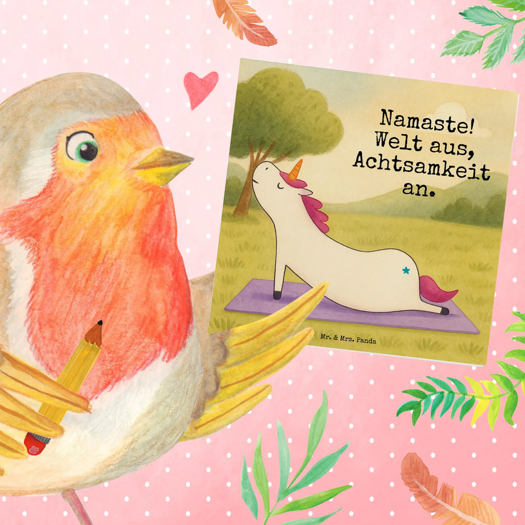 Karta Deluxe jednorożec joga Design Karte, Grußkarte, Klappkarte, Einladungskarte, Glückwunschkarte, Hochzeitskarte, Geburtstagskarte, Hochwertige Grußkarte, Hochwertige Klappkarte, Einhorn, Einhörner, Einhorn Deko, Unicorn, Yoga, Namaste, Achtsamkeit, Entspannung, Joga, Yogamatte, Sport, lustig, witzig, süß