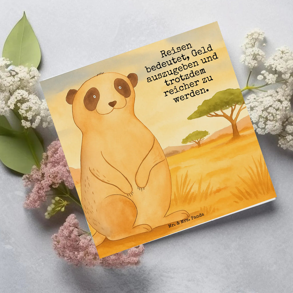 Deluxe Karte Erdmännchen Design Karte, Grußkarte, Klappkarte, Einladungskarte, Glückwunschkarte, Hochzeitskarte, Geburtstagskarte, Hochwertige Grußkarte, Hochwertige Klappkarte, Afrika, Wildtiere, Erdmännchen, Reisen, Spruch, Weltreise, Afrikareise, Roadtrip, Traveling