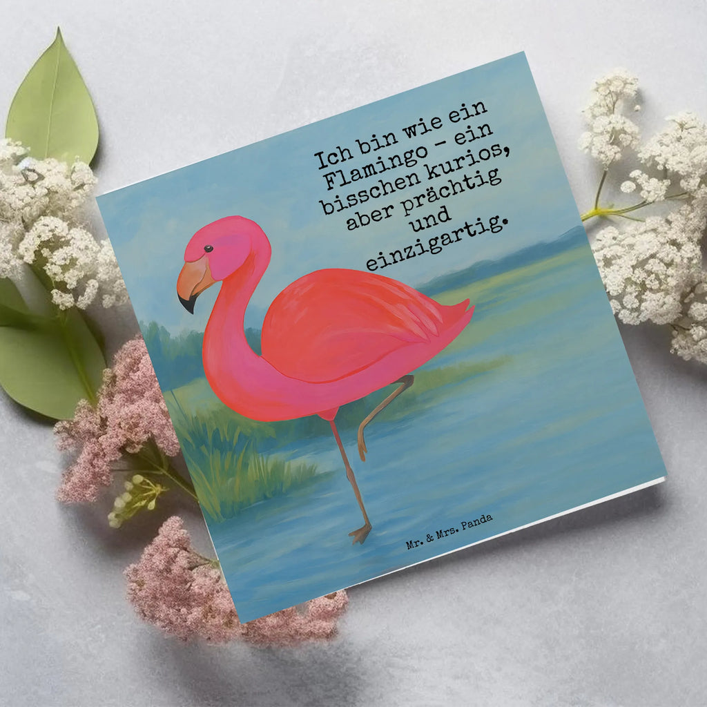 Deluxe Card flamingo Classic Design Karte, Grußkarte, Klappkarte, Einladungskarte, Glückwunschkarte, Hochzeitskarte, Geburtstagskarte, Hochwertige Grußkarte, Hochwertige Klappkarte, Flamingo, Einzigartig, Selbstliebe, Stolz, ich, für mich, Spruch, Freundin, Freundinnen, Außenseiter, Sohn, Tochter, Geschwister