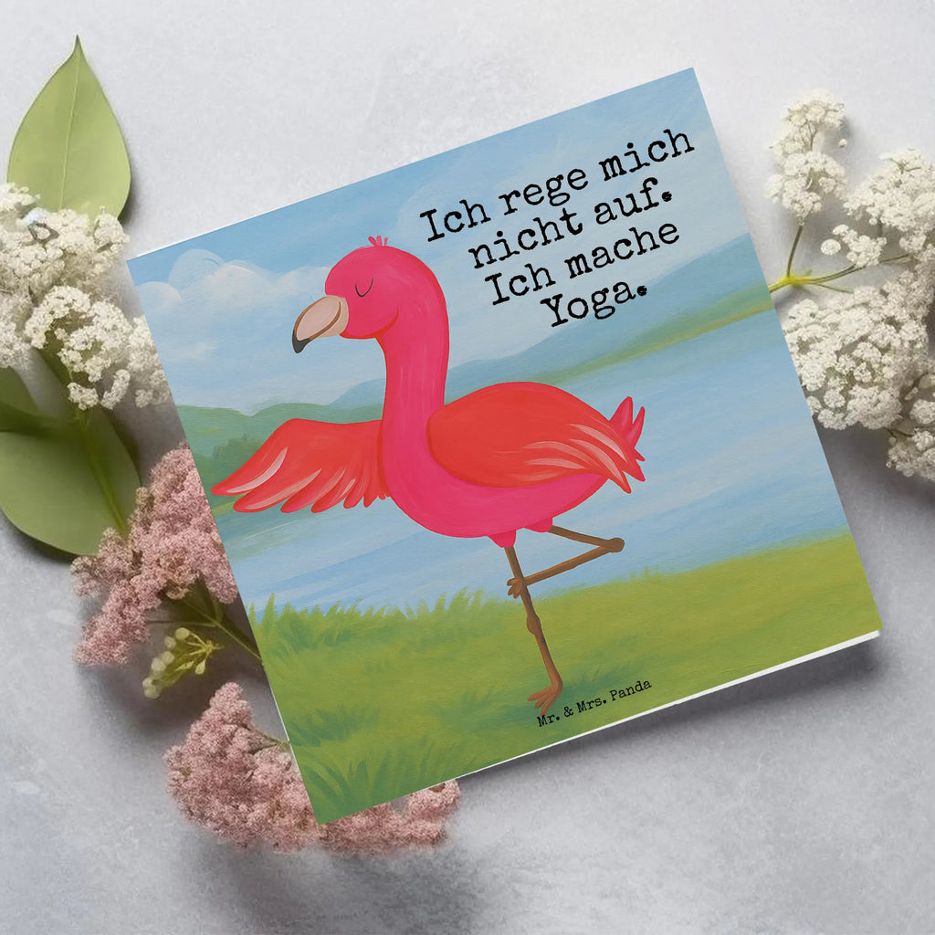Karta Deluxe Flamingo joga Design Karte, Grußkarte, Klappkarte, Einladungskarte, Glückwunschkarte, Hochzeitskarte, Geburtstagskarte, Hochwertige Grußkarte, Hochwertige Klappkarte, Flamingo, Vogel, Yoga, Namaste, Achtsamkeit, Yoga-Übung, Entspannung, Ärger, Aufregen, Tiefenentspannung