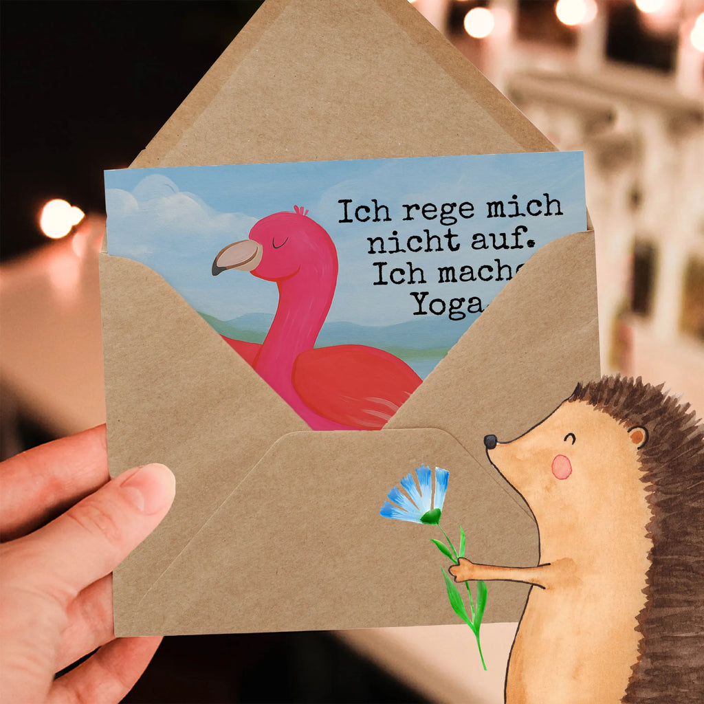 Karta Deluxe Flamingo joga Design Karte, Grußkarte, Klappkarte, Einladungskarte, Glückwunschkarte, Hochzeitskarte, Geburtstagskarte, Hochwertige Grußkarte, Hochwertige Klappkarte, Flamingo, Vogel, Yoga, Namaste, Achtsamkeit, Yoga-Übung, Entspannung, Ärger, Aufregen, Tiefenentspannung