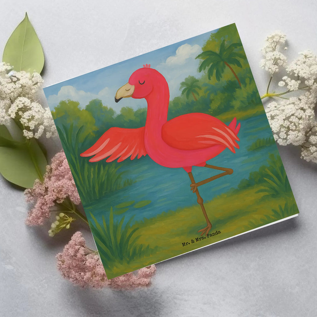 Karta Deluxe Flamingo joga Design Karte, Grußkarte, Klappkarte, Einladungskarte, Glückwunschkarte, Hochzeitskarte, Geburtstagskarte, Hochwertige Grußkarte, Hochwertige Klappkarte, Flamingo, Vogel, Yoga, Namaste, Achtsamkeit, Yoga-Übung, Entspannung, Ärger, Aufregen, Tiefenentspannung