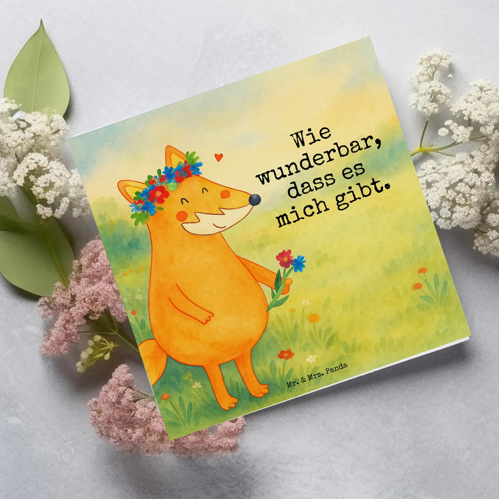 Deluxe Card Fox Flower Design Karte, Grußkarte, Klappkarte, Einladungskarte, Glückwunschkarte, Hochzeitskarte, Geburtstagskarte, Hochwertige Grußkarte, Hochwertige Klappkarte, Fuchs, Füchse, Fox, Liebe, Freundin, Fuchsmädchen, Blumenmädchen, Freundinnen, Liebesbeweis, Blume, Blumen, Motivation, Freude, ich, mich, Selbstliebe