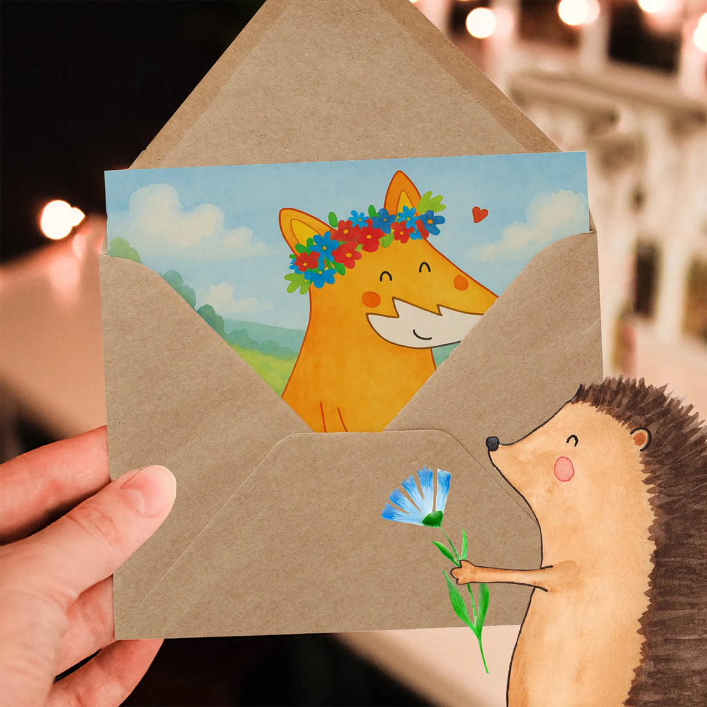 Deluxe Card Fox Flower Design Karte, Grußkarte, Klappkarte, Einladungskarte, Glückwunschkarte, Hochzeitskarte, Geburtstagskarte, Hochwertige Grußkarte, Hochwertige Klappkarte, Fuchs, Füchse, Fox, Liebe, Freundin, Fuchsmädchen, Blumenmädchen, Freundinnen, Liebesbeweis, Blume, Blumen, Motivation, Freude, ich, mich, Selbstliebe