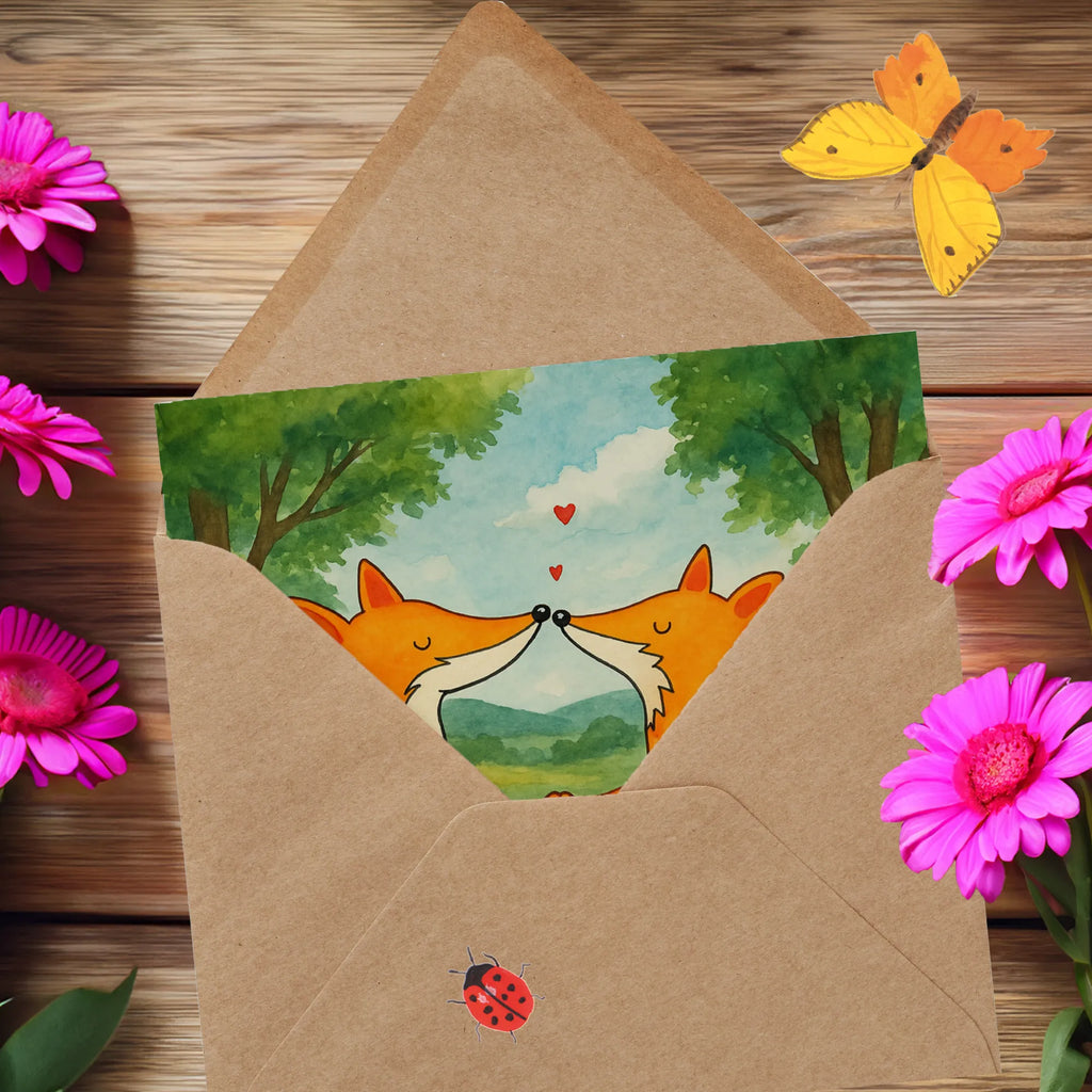 Deluxe Card foxes Love Design Karte, Grußkarte, Klappkarte, Einladungskarte, Glückwunschkarte, Hochzeitskarte, Geburtstagskarte, Hochwertige Grußkarte, Hochwertige Klappkarte, Fuchs, Füchse, Fox, Liebe, Liebespaar, Paar, Partner, Freundin, Freund, Ehe, Verlobte, Ehemann, Ehefrau, Liebesbeweis