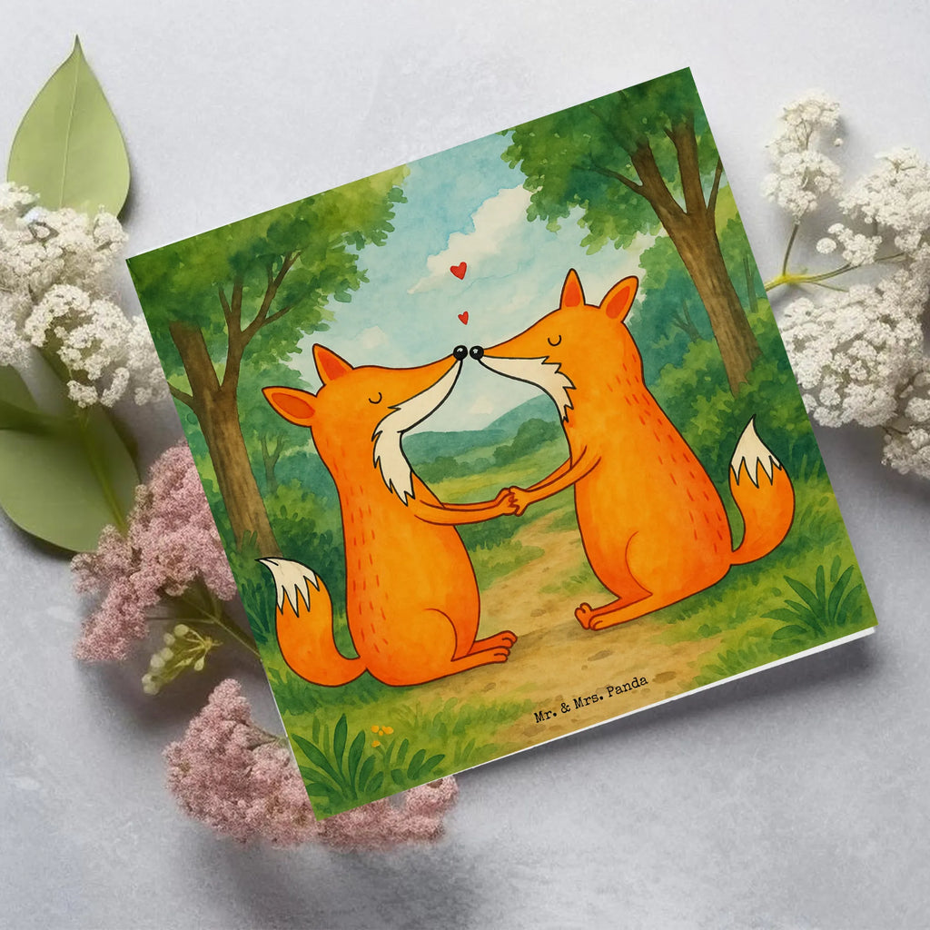 Deluxe Card foxes Love Design Karte, Grußkarte, Klappkarte, Einladungskarte, Glückwunschkarte, Hochzeitskarte, Geburtstagskarte, Hochwertige Grußkarte, Hochwertige Klappkarte, Fuchs, Füchse, Fox, Liebe, Liebespaar, Paar, Partner, Freundin, Freund, Ehe, Verlobte, Ehemann, Ehefrau, Liebesbeweis