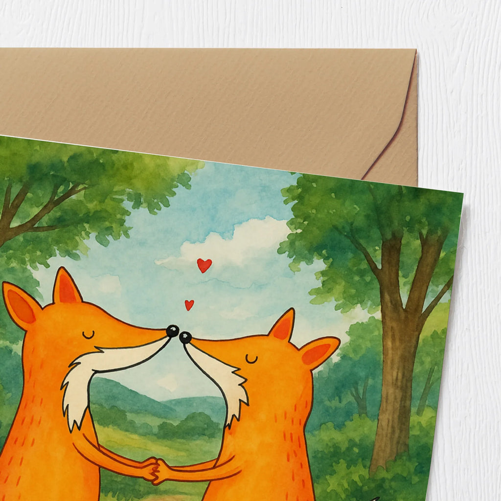 Deluxe Card foxes Love Design Karte, Grußkarte, Klappkarte, Einladungskarte, Glückwunschkarte, Hochzeitskarte, Geburtstagskarte, Hochwertige Grußkarte, Hochwertige Klappkarte, Fuchs, Füchse, Fox, Liebe, Liebespaar, Paar, Partner, Freundin, Freund, Ehe, Verlobte, Ehemann, Ehefrau, Liebesbeweis