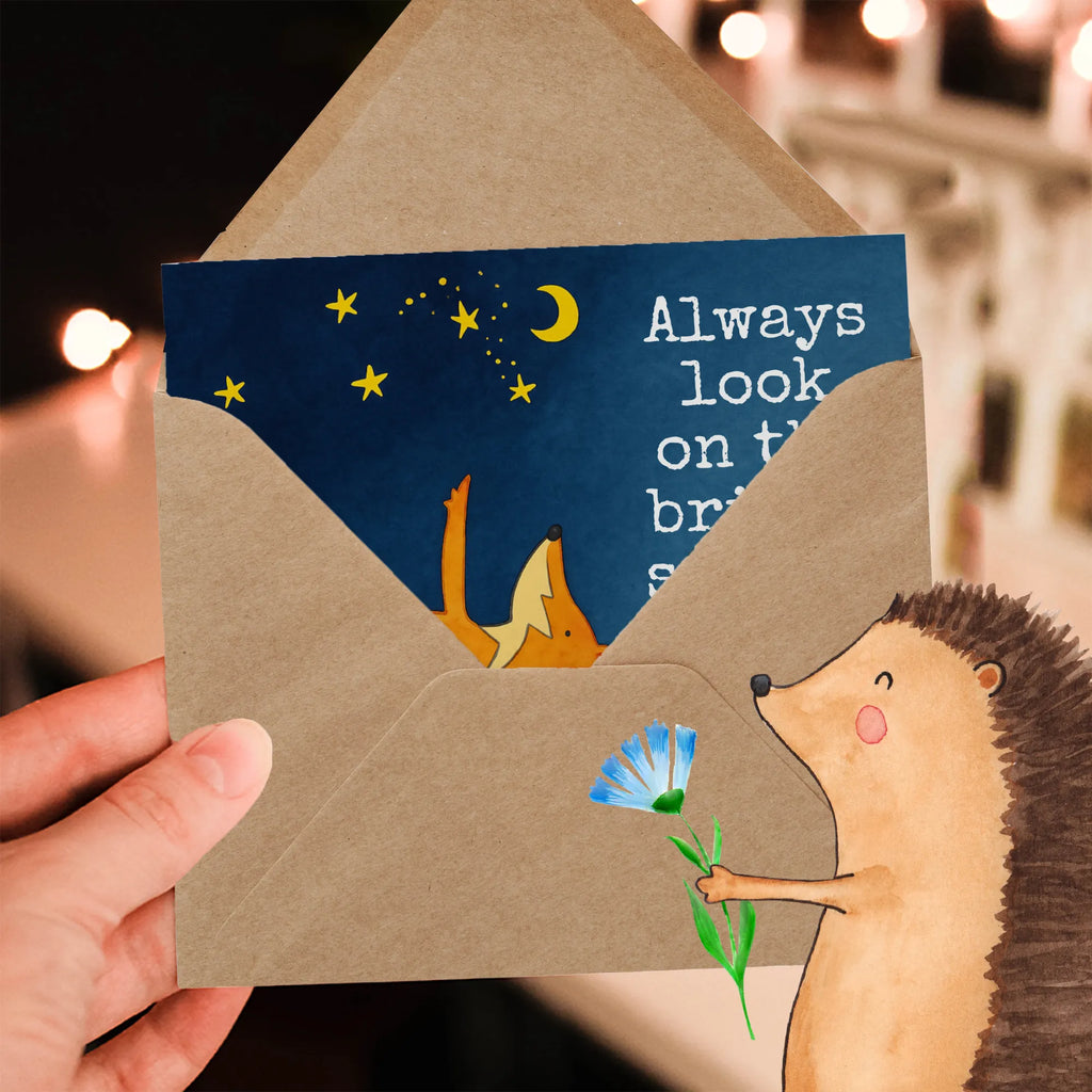 Deluxe Card Fox Stars Design Karte, Grußkarte, Klappkarte, Einladungskarte, Glückwunschkarte, Hochzeitskarte, Geburtstagskarte, Hochwertige Grußkarte, Hochwertige Klappkarte, Fuchs, Füchse, tröstende Worte, Spruch positiv, Spruch schön, Romantik, Always Look on the Bright Side of Life