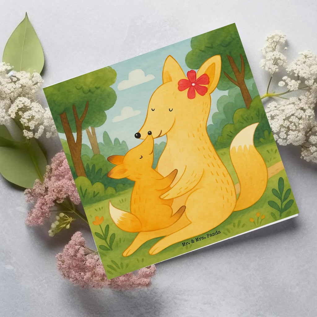 Deluxe Card Fox mummy Design Karte, Grußkarte, Klappkarte, Einladungskarte, Glückwunschkarte, Hochzeitskarte, Geburtstagskarte, Hochwertige Grußkarte, Hochwertige Klappkarte, Familie, Vatertag, Muttertag, Bruder, Schwester, Mama, Papa, Oma, Opa, Mutter, Tochter, Lieblingstochter, Beste Tochter, Geschenk