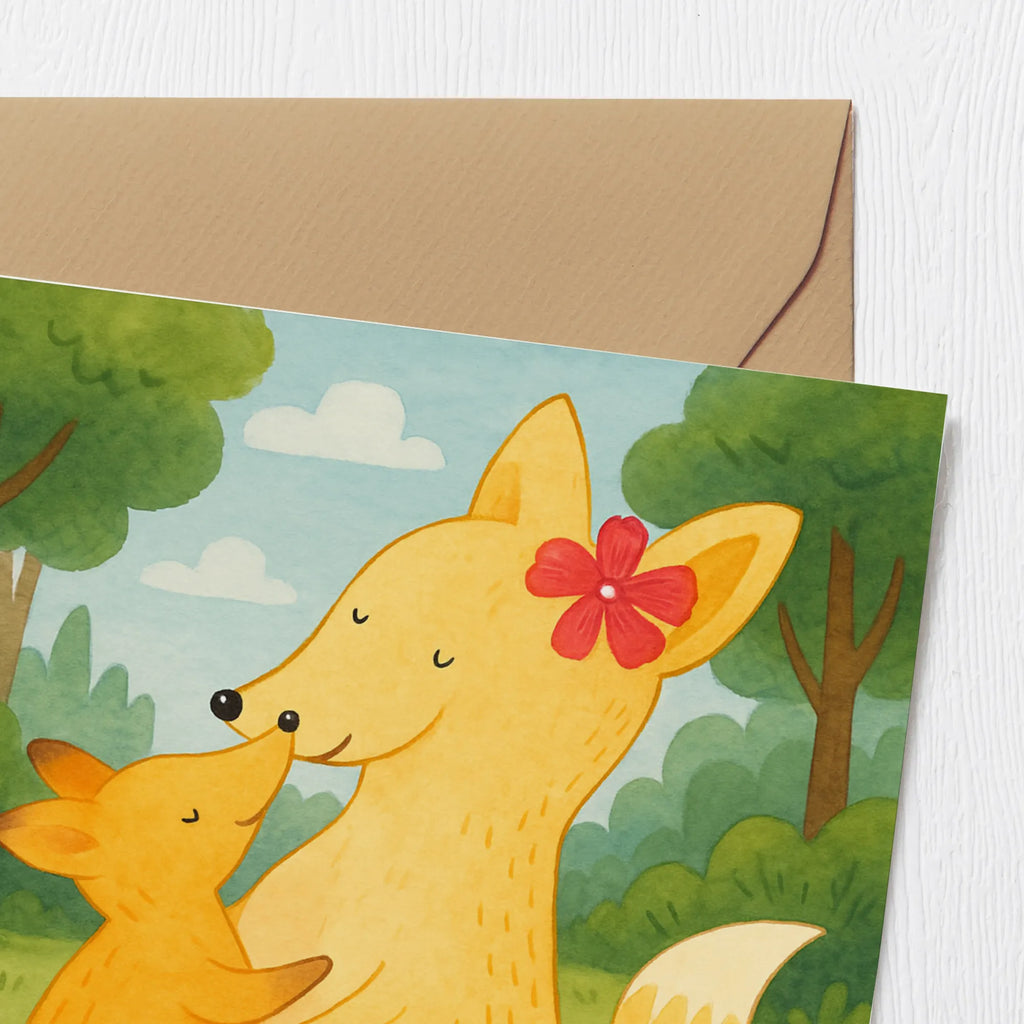 Deluxe Card Fox mummy Design Karte, Grußkarte, Klappkarte, Einladungskarte, Glückwunschkarte, Hochzeitskarte, Geburtstagskarte, Hochwertige Grußkarte, Hochwertige Klappkarte, Familie, Vatertag, Muttertag, Bruder, Schwester, Mama, Papa, Oma, Opa, Mutter, Tochter, Lieblingstochter, Beste Tochter, Geschenk