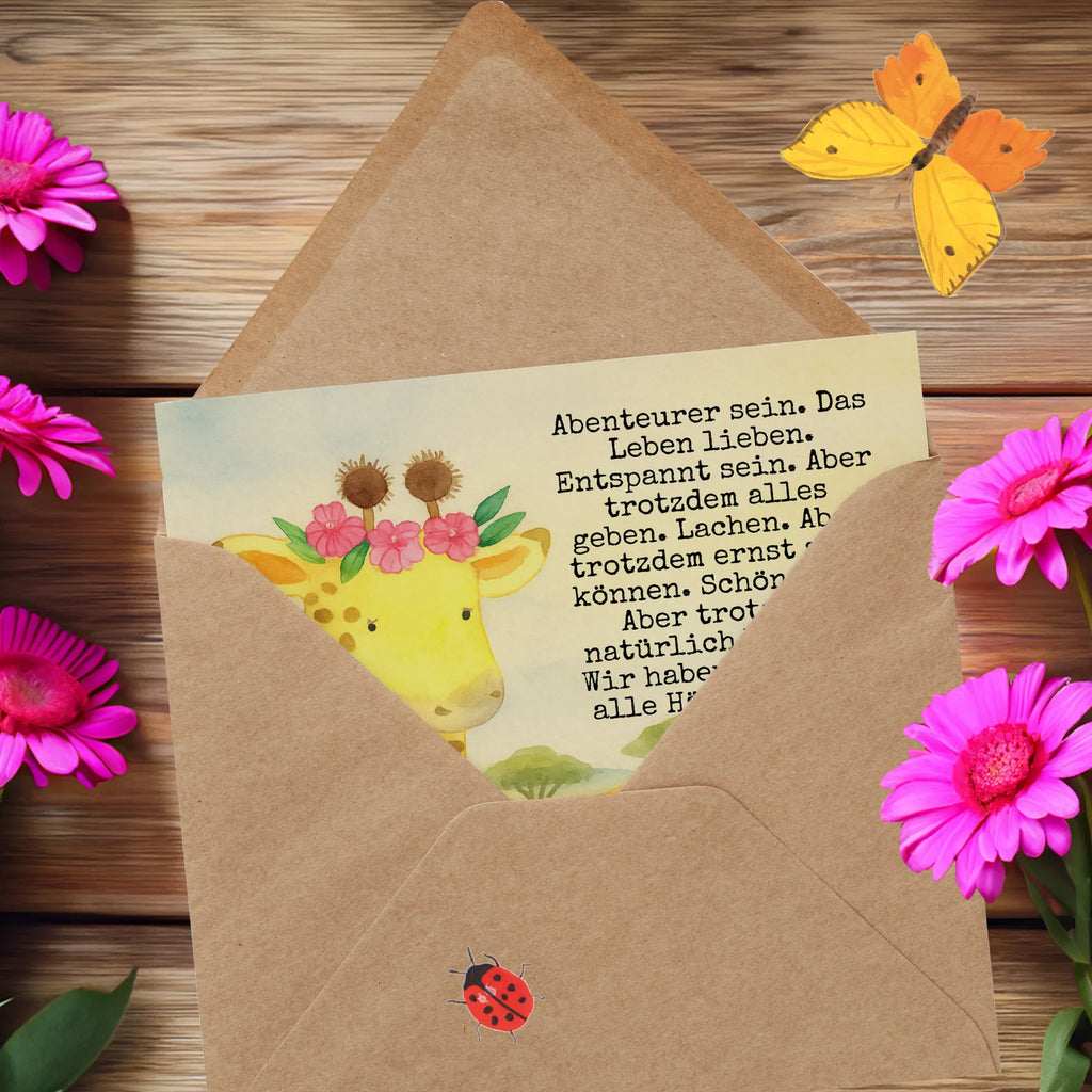 Deluxe Karte Giraffe Blumenkranz Design Karte, Grußkarte, Klappkarte, Einladungskarte, Glückwunschkarte, Hochzeitskarte, Geburtstagskarte, Hochwertige Grußkarte, Hochwertige Klappkarte, Afrika, Wildtiere, Giraffe, Blumenkranz, Abenteurer, Selbstliebe, Freundin