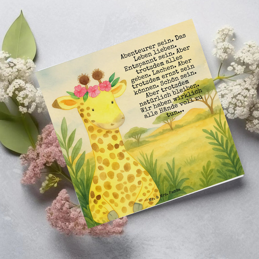 Deluxe Karte Giraffe Blumenkranz Design Karte, Grußkarte, Klappkarte, Einladungskarte, Glückwunschkarte, Hochzeitskarte, Geburtstagskarte, Hochwertige Grußkarte, Hochwertige Klappkarte, Afrika, Wildtiere, Giraffe, Blumenkranz, Abenteurer, Selbstliebe, Freundin
