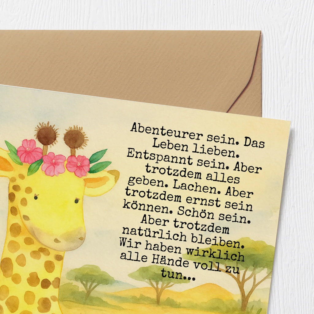 Deluxe Karte Giraffe Blumenkranz Design Karte, Grußkarte, Klappkarte, Einladungskarte, Glückwunschkarte, Hochzeitskarte, Geburtstagskarte, Hochwertige Grußkarte, Hochwertige Klappkarte, Afrika, Wildtiere, Giraffe, Blumenkranz, Abenteurer, Selbstliebe, Freundin
