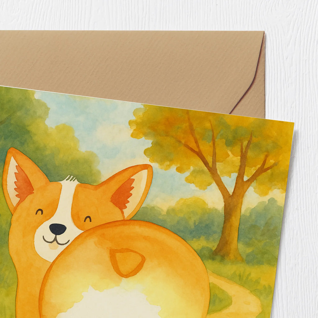 Deluxe Card corgi buttocks Design Grußkarte, Einladungskarte, Hochwertige Grußkarte, Karte, Glückwunschkarte, Hochzeitskarte, Geburtstagskarte, Klappkarte, Hochwertige Klappkarte, Hund, Hundemotiv, Haustier, Hunderasse, Tierliebhaber, Hundebesitzer, Sprüche, Corgie, Selbstliebe, Hundeliebe, Motivation, Spruch