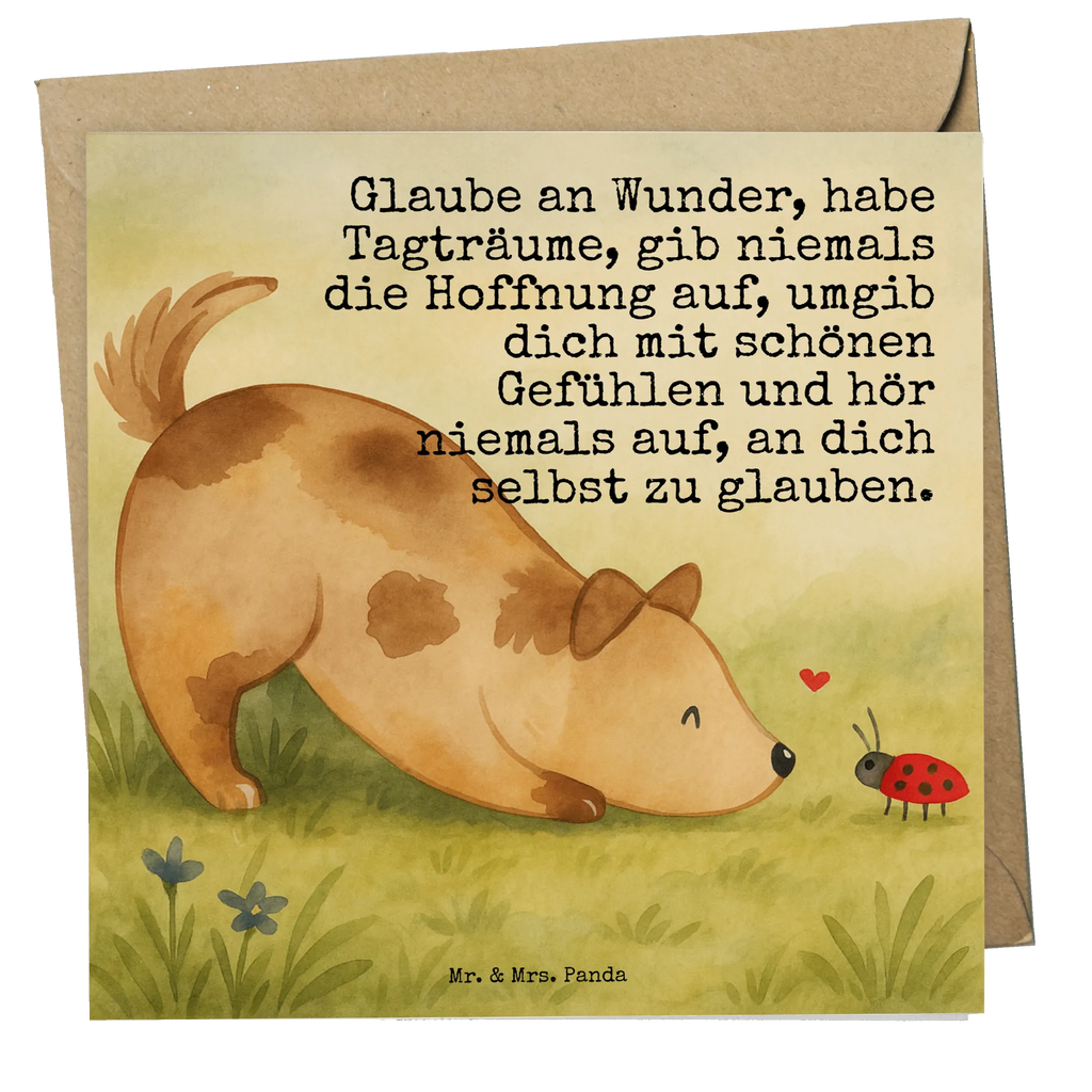 Deluxe Karte Hund Marienkäfer Design Karte, Grußkarte, Klappkarte, Einladungskarte, Glückwunschkarte, Hochzeitskarte, Geburtstagskarte, Hochwertige Grußkarte, Hochwertige Klappkarte, Hund, Hundemotiv, Haustier, Hunderasse, Tierliebhaber, Hundebesitzer, Sprüche, Hunde, Hundespruch, Marienkäfer, Mischling, Mischlinghund