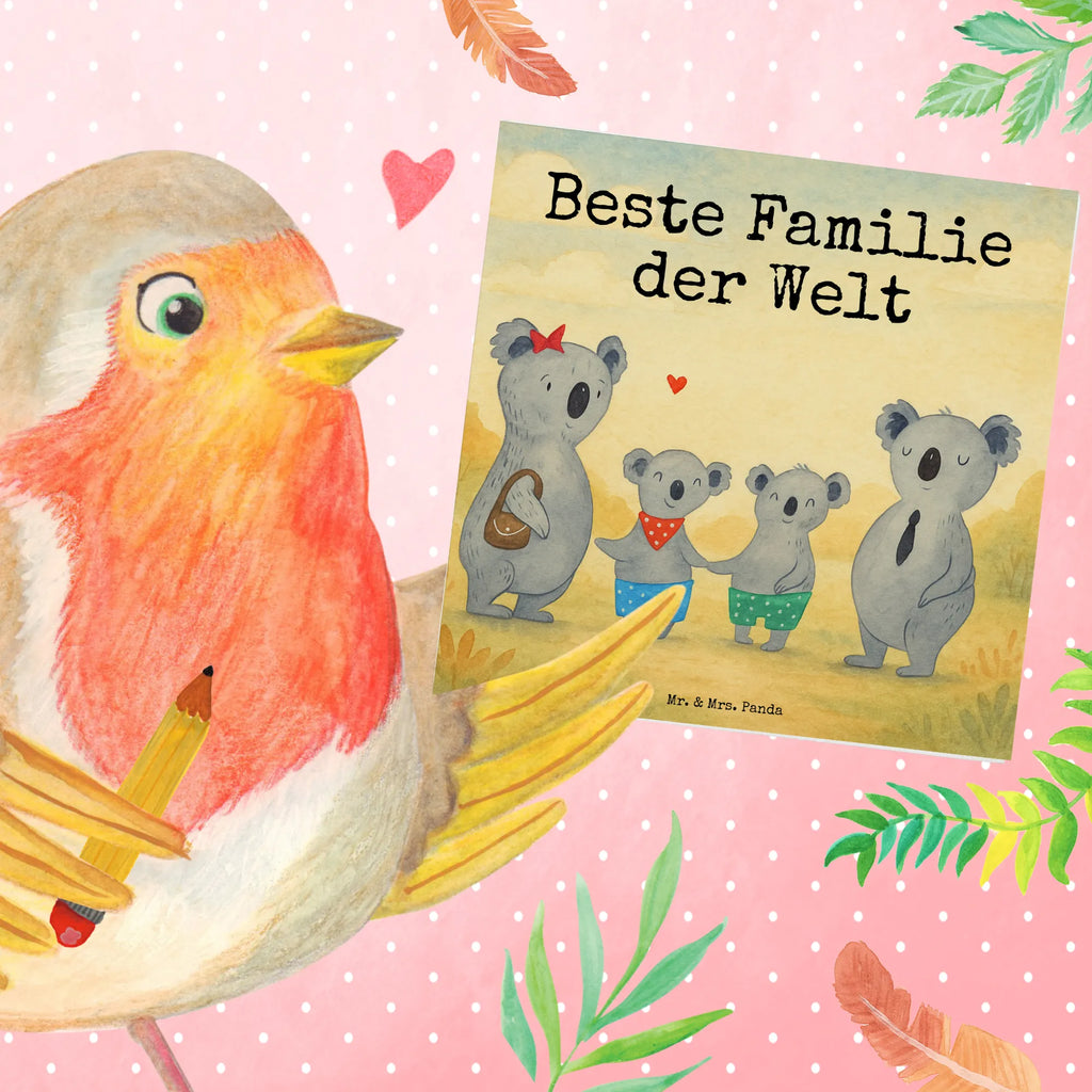 Deluxe Card Koala family with two kids Design Karte, Grußkarte, Klappkarte, Einladungskarte, Glückwunschkarte, Hochzeitskarte, Geburtstagskarte, Hochwertige Grußkarte, Hochwertige Klappkarte, Familie, Vatertag, Muttertag, Bruder, Schwester, Mama, Papa, Oma, Opa, Koala, Koalabär, beste Familie, Familienzeit, Familienleben, Koalafamilie, Lieblingsfamilie