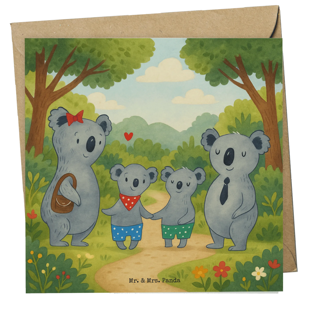 Deluxe Card Koala family with two kids Design Karte, Grußkarte, Klappkarte, Einladungskarte, Glückwunschkarte, Hochzeitskarte, Geburtstagskarte, Hochwertige Grußkarte, Hochwertige Klappkarte, Familie, Vatertag, Muttertag, Bruder, Schwester, Mama, Papa, Oma, Opa, Koala, Koalabär, beste Familie, Familienzeit, Familienleben, Koalafamilie, Lieblingsfamilie