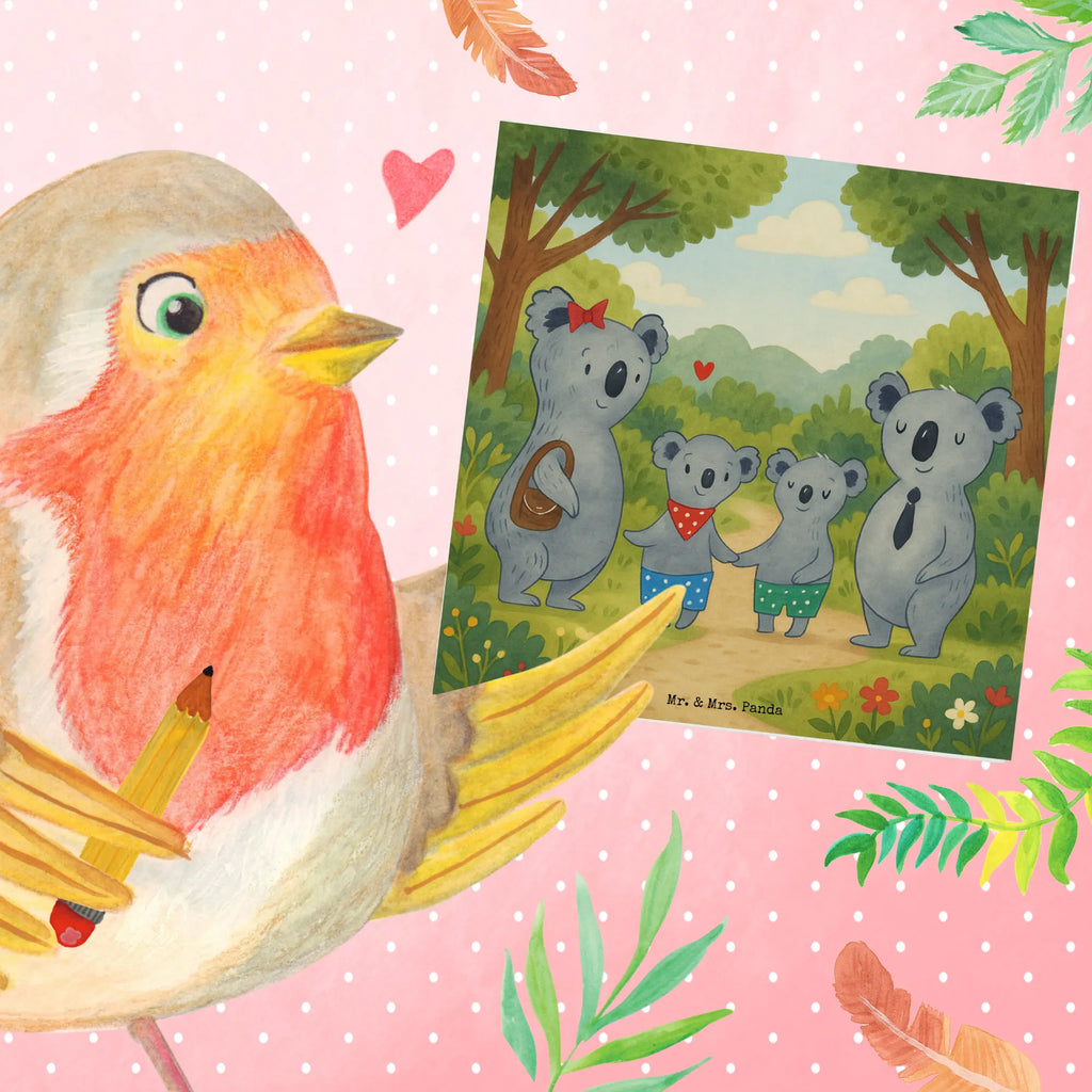 Deluxe Card Koala family with two kids Design Karte, Grußkarte, Klappkarte, Einladungskarte, Glückwunschkarte, Hochzeitskarte, Geburtstagskarte, Hochwertige Grußkarte, Hochwertige Klappkarte, Familie, Vatertag, Muttertag, Bruder, Schwester, Mama, Papa, Oma, Opa, Koala, Koalabär, beste Familie, Familienzeit, Familienleben, Koalafamilie, Lieblingsfamilie