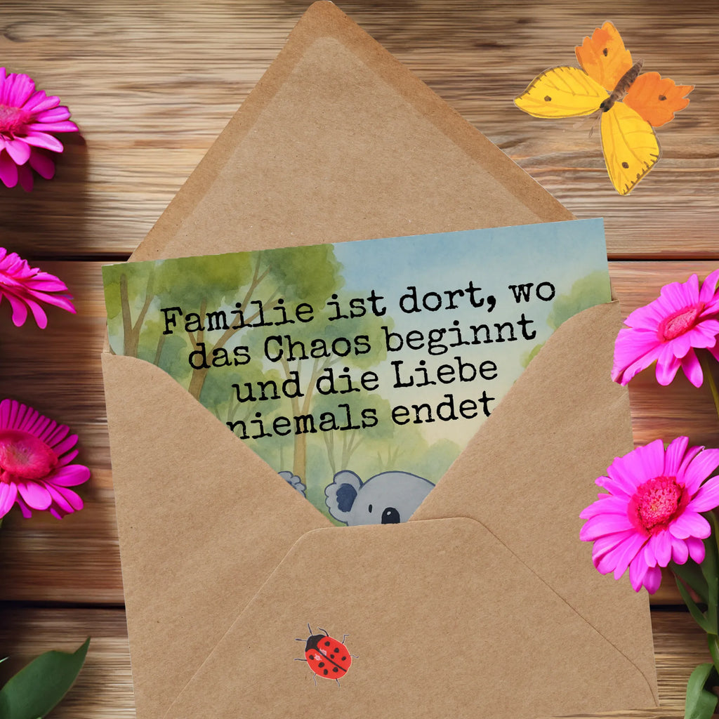 Deluxe Karte Koala Familie Design Karte, Grußkarte, Klappkarte, Einladungskarte, Glückwunschkarte, Hochzeitskarte, Geburtstagskarte, Hochwertige Grußkarte, Hochwertige Klappkarte, Familie, Vatertag, Muttertag, Bruder, Schwester, Mama, Papa, Oma, Opa, Koala, Koalas, Family, Kinder, Geschwister, Familienleben