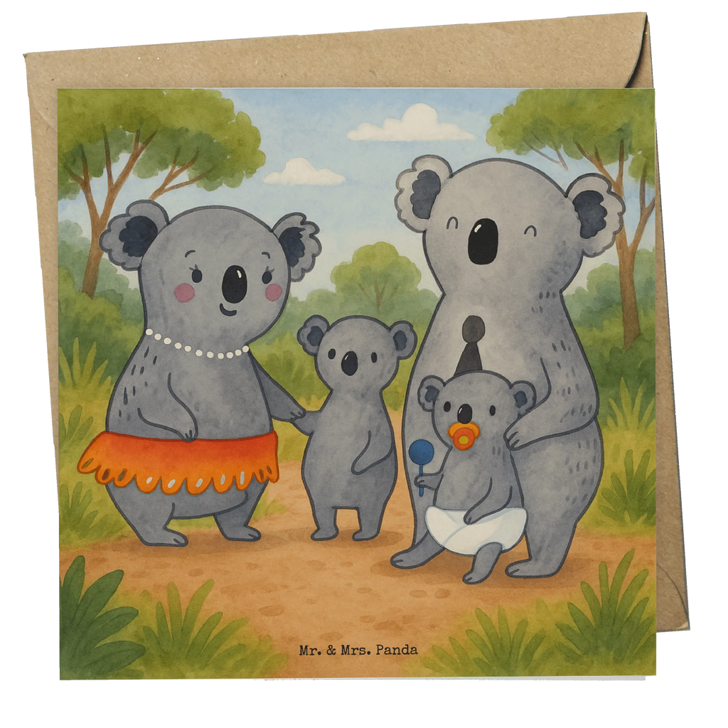 Deluxe Karte Koala Familie Design Karte, Grußkarte, Klappkarte, Einladungskarte, Glückwunschkarte, Hochzeitskarte, Geburtstagskarte, Hochwertige Grußkarte, Hochwertige Klappkarte, Familie, Vatertag, Muttertag, Bruder, Schwester, Mama, Papa, Oma, Opa, Koala, Koalas, Family, Kinder, Geschwister, Familienleben