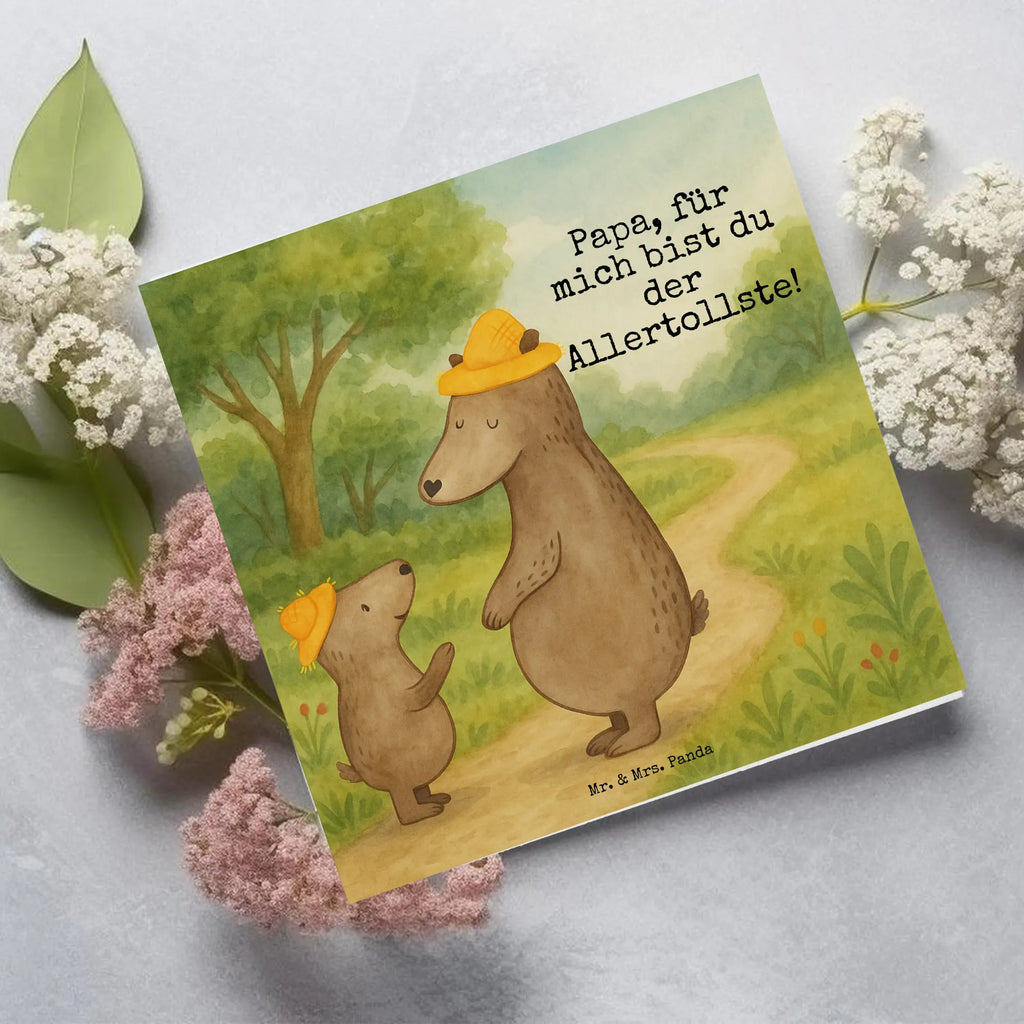 Deluxe Karte Bären mit Hut Design Karte, Grußkarte, Klappkarte, Einladungskarte, Glückwunschkarte, Hochzeitskarte, Geburtstagskarte, Hochwertige Grußkarte, Hochwertige Klappkarte, Familie, Vatertag, Muttertag, Bruder, Schwester, Mama, Papa, Oma, Opa, Bär, Bären, Vater, Papi, Paps, Dad, Daddy, Lieblingsmensch, Sohn, Söhne, Kind, Kinder, Vater-Sohn, Family, Vorbild