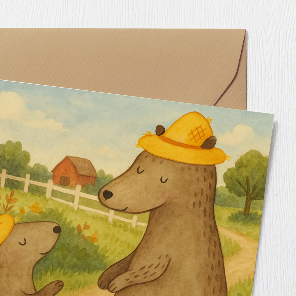 Deluxe Karte Bären mit Hut Design Karte, Grußkarte, Klappkarte, Einladungskarte, Glückwunschkarte, Hochzeitskarte, Geburtstagskarte, Hochwertige Grußkarte, Hochwertige Klappkarte, Familie, Vatertag, Muttertag, Bruder, Schwester, Mama, Papa, Oma, Opa, Bär, Bären, Vater, Papi, Paps, Dad, Daddy, Lieblingsmensch, Sohn, Söhne, Kind, Kinder, Vater-Sohn, Family, Vorbild