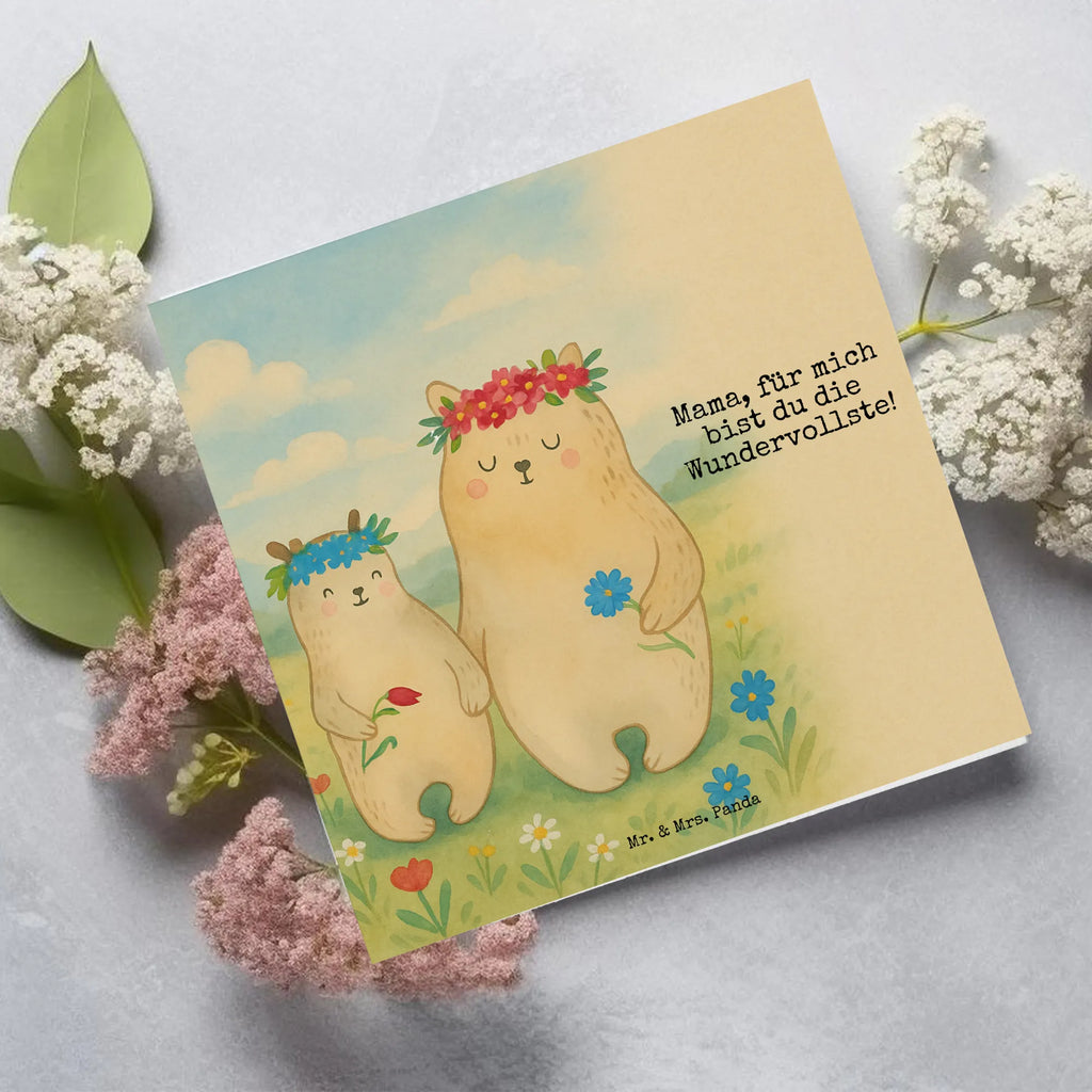 Deluxe Card Bears with flower crown Design Karte, Grußkarte, Klappkarte, Einladungskarte, Glückwunschkarte, Hochzeitskarte, Geburtstagskarte, Hochwertige Grußkarte, Hochwertige Klappkarte, Familie, Vatertag, Muttertag, Bruder, Schwester, Mama, Papa, Oma, Opa, Bär, Bären, Mutter, Mutti, Mami, Lieblingsmensch, Lieblingsmama, beste Mutter, weltbeste Mama, Geschenk Mama. Muttertag, Tochter, Kind, Kinder, Töchter, Family, Vorbild