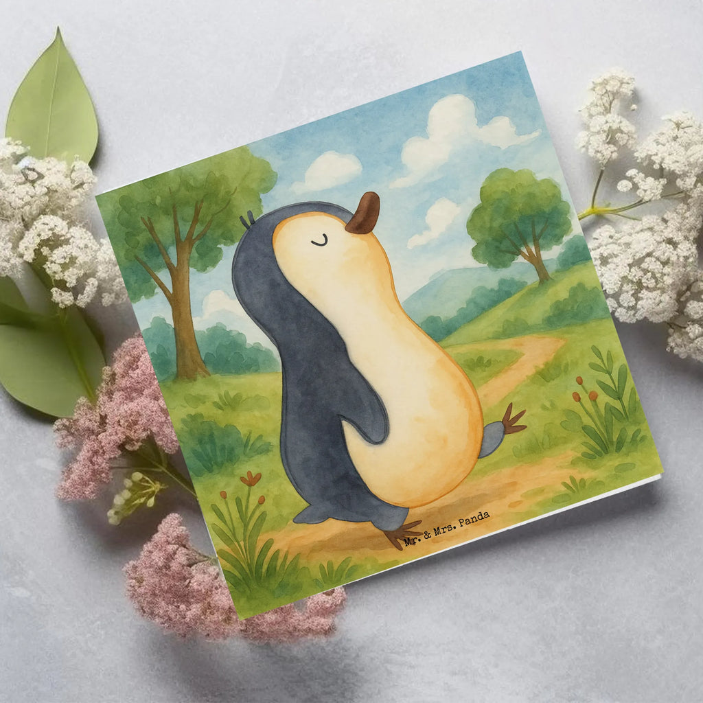 Karta Deluxe Pingwin maszerować Design Karte, Grußkarte, Klappkarte, Einladungskarte, Glückwunschkarte, Hochzeitskarte, Geburtstagskarte, Hochwertige Grußkarte, Hochwertige Klappkarte, Pinguin, Pinguine, Frühaufsteher, Langschläfer, Bruder, Schwester, Familie