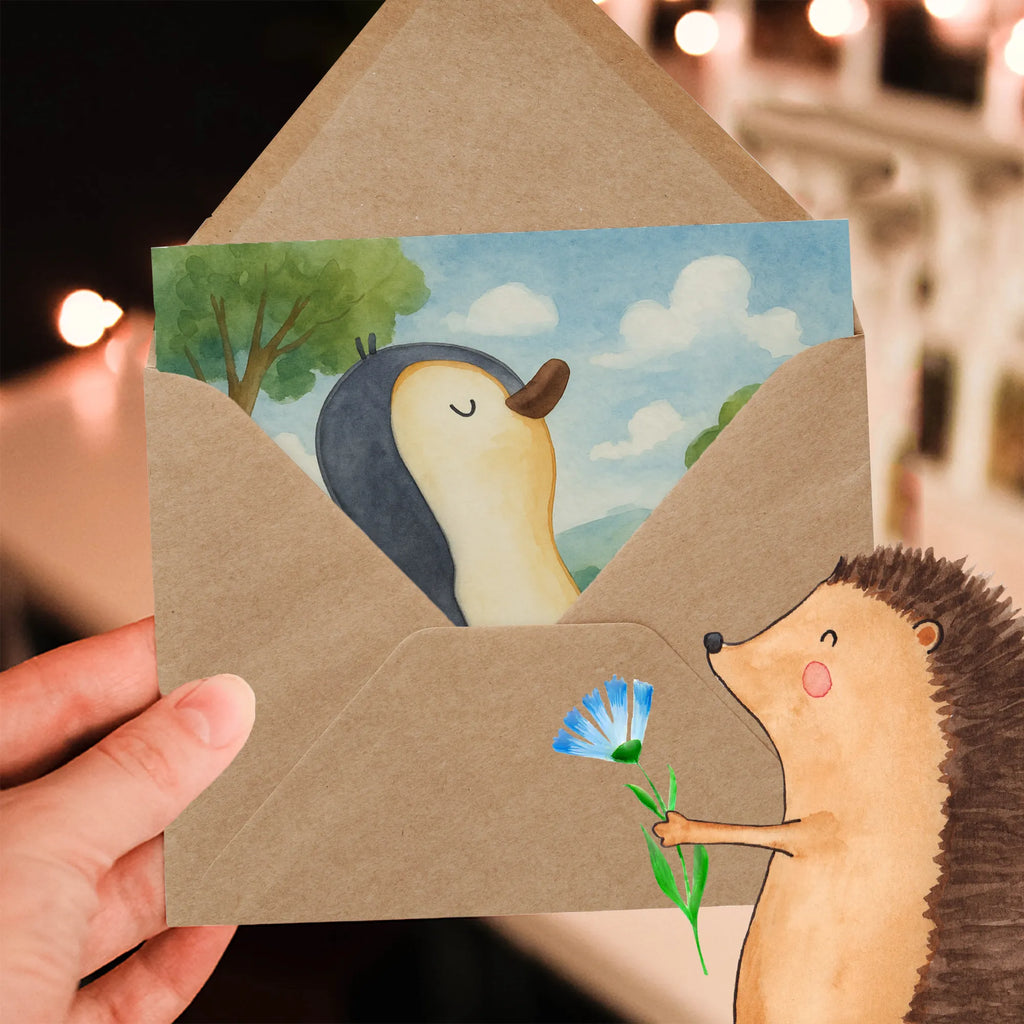 Karta Deluxe Pingwin maszerować Design Karte, Grußkarte, Klappkarte, Einladungskarte, Glückwunschkarte, Hochzeitskarte, Geburtstagskarte, Hochwertige Grußkarte, Hochwertige Klappkarte, Pinguin, Pinguine, Frühaufsteher, Langschläfer, Bruder, Schwester, Familie