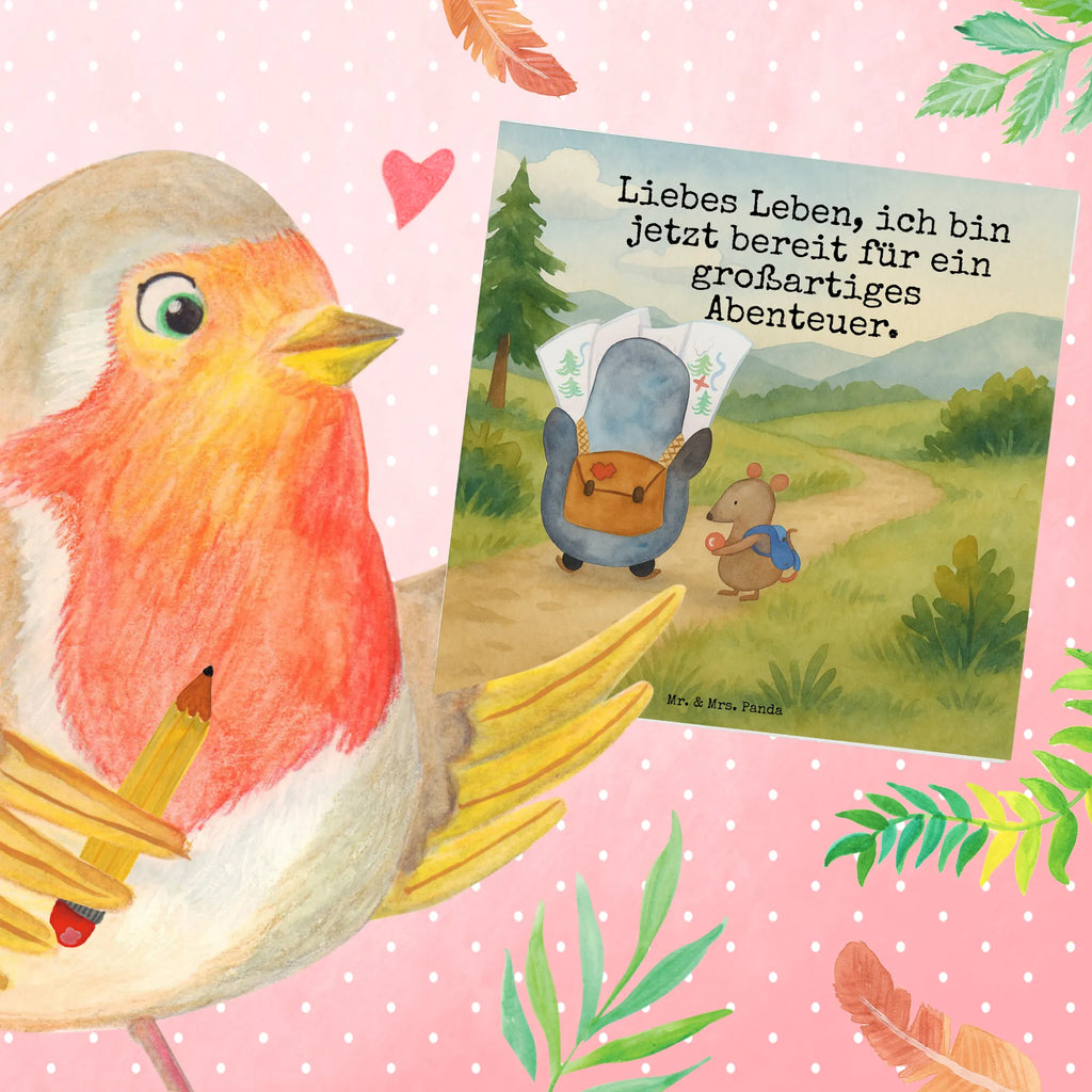 Deluxe Card Penguin & Mouse Hiker Design Karte, Grußkarte, Klappkarte, Einladungskarte, Glückwunschkarte, Hochzeitskarte, Geburtstagskarte, Hochwertige Grußkarte, Hochwertige Klappkarte, Pinguin, Pinguine, Abenteurer, Abenteuer, Roadtrip, Ausflug, Wanderlust, wandern