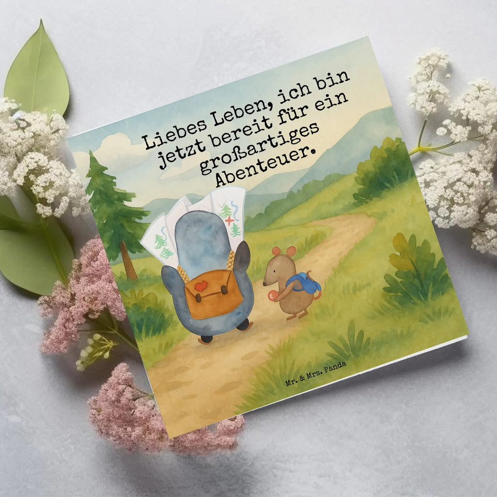 Deluxe Card Penguin & Mouse Hiker Design Karte, Grußkarte, Klappkarte, Einladungskarte, Glückwunschkarte, Hochzeitskarte, Geburtstagskarte, Hochwertige Grußkarte, Hochwertige Klappkarte, Pinguin, Pinguine, Abenteurer, Abenteuer, Roadtrip, Ausflug, Wanderlust, wandern