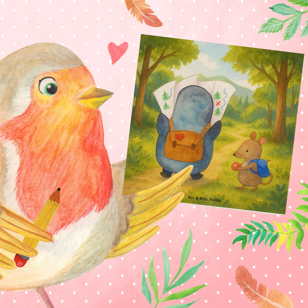 Deluxe Card Penguin & Mouse Hiker Design Karte, Grußkarte, Klappkarte, Einladungskarte, Glückwunschkarte, Hochzeitskarte, Geburtstagskarte, Hochwertige Grußkarte, Hochwertige Klappkarte, Pinguin, Pinguine, Abenteurer, Abenteuer, Roadtrip, Ausflug, Wanderlust, wandern