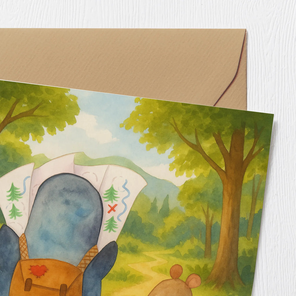 Deluxe Card Penguin & Mouse Hiker Design Karte, Grußkarte, Klappkarte, Einladungskarte, Glückwunschkarte, Hochzeitskarte, Geburtstagskarte, Hochwertige Grußkarte, Hochwertige Klappkarte, Pinguin, Pinguine, Abenteurer, Abenteuer, Roadtrip, Ausflug, Wanderlust, wandern