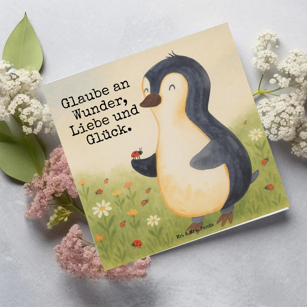 Deluxe Card Penguin ladybug Design Karte, Grußkarte, Klappkarte, Einladungskarte, Glückwunschkarte, Hochzeitskarte, Geburtstagskarte, Hochwertige Grußkarte, Hochwertige Klappkarte, Pinguin, Pinguine, Marienkäfer, Liebe, Wunder, Glück, Freude, Lebensfreude
