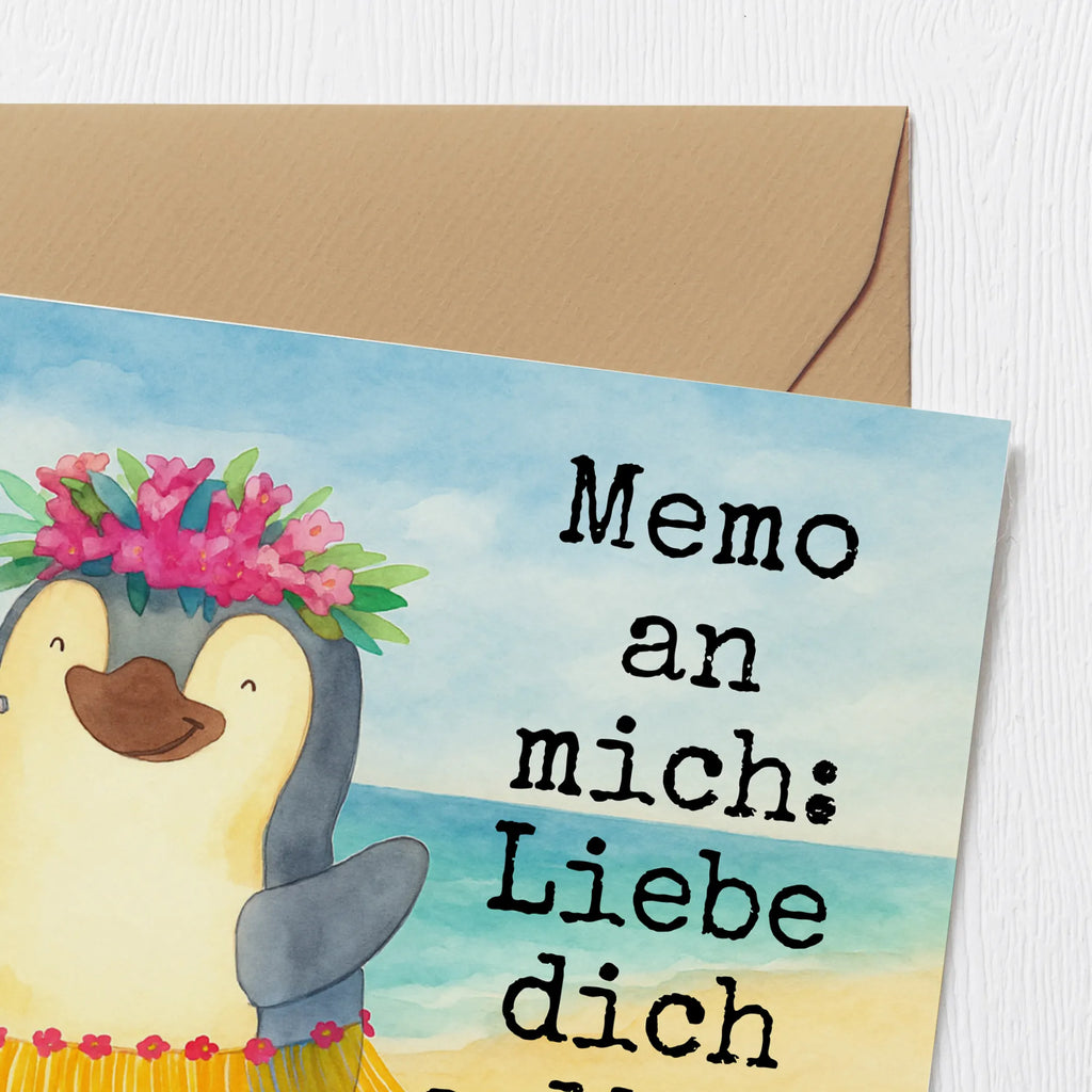 Deluxe Karte Pinguin Kokosnuss Design Karte, Grußkarte, Klappkarte, Einladungskarte, Glückwunschkarte, Hochzeitskarte, Geburtstagskarte, Hochwertige Grußkarte, Hochwertige Klappkarte, Pinguin, Aloha, Hawaii, Urlaub, Kokosnuss, Pinguine
