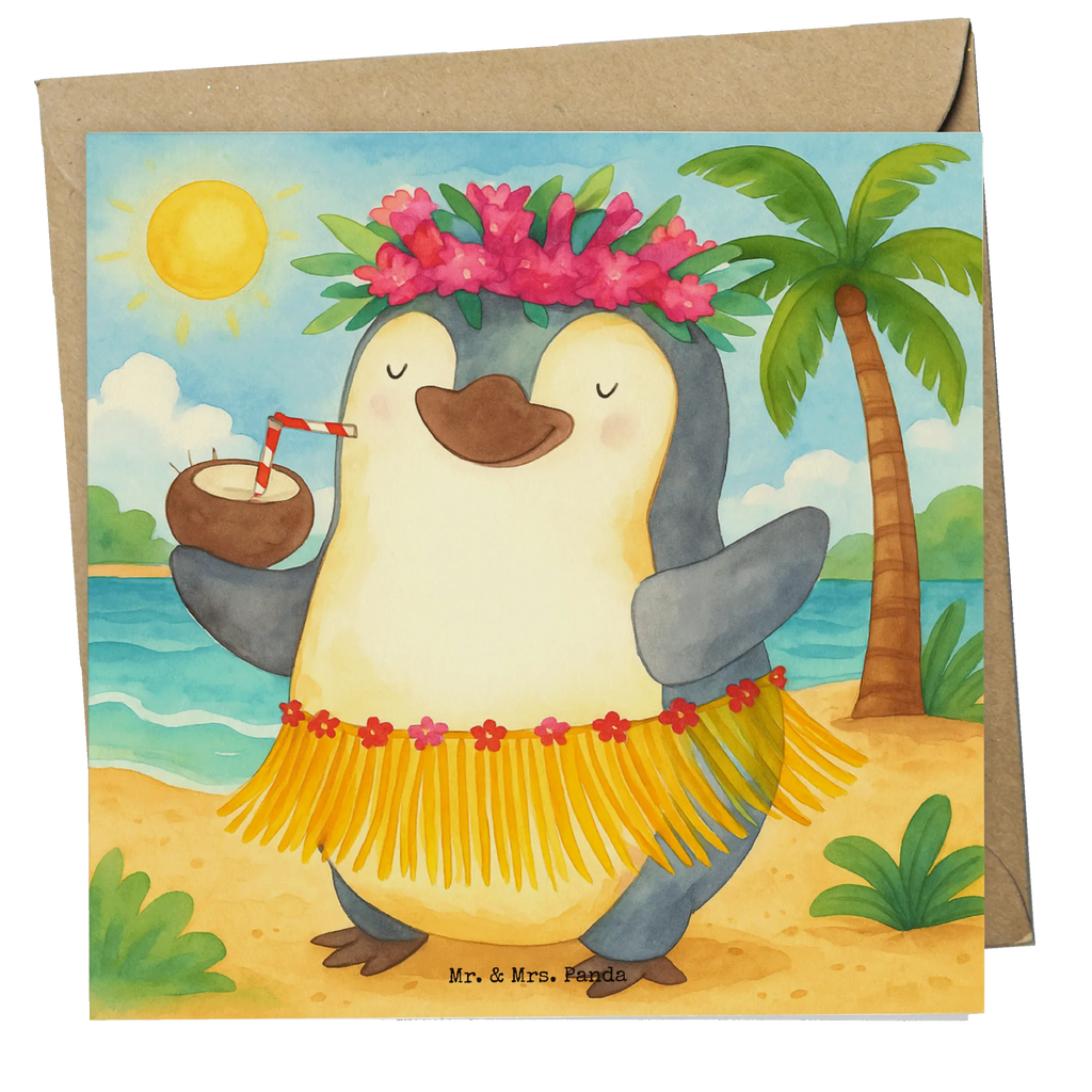 Deluxe Karte Pinguin Kokosnuss Design Karte, Grußkarte, Klappkarte, Einladungskarte, Glückwunschkarte, Hochzeitskarte, Geburtstagskarte, Hochwertige Grußkarte, Hochwertige Klappkarte, Pinguin, Aloha, Hawaii, Urlaub, Kokosnuss, Pinguine