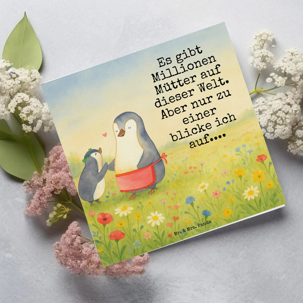 Deluxe Card Penguin with child Design Karte, Grußkarte, Klappkarte, Einladungskarte, Glückwunschkarte, Hochzeitskarte, Geburtstagskarte, Hochwertige Grußkarte, Hochwertige Klappkarte, Familie, Vatertag, Muttertag, Bruder, Schwester, Mama, Papa, Oma, Opa, Geschenk, Mami, Mutti, Mutter, Geburststag