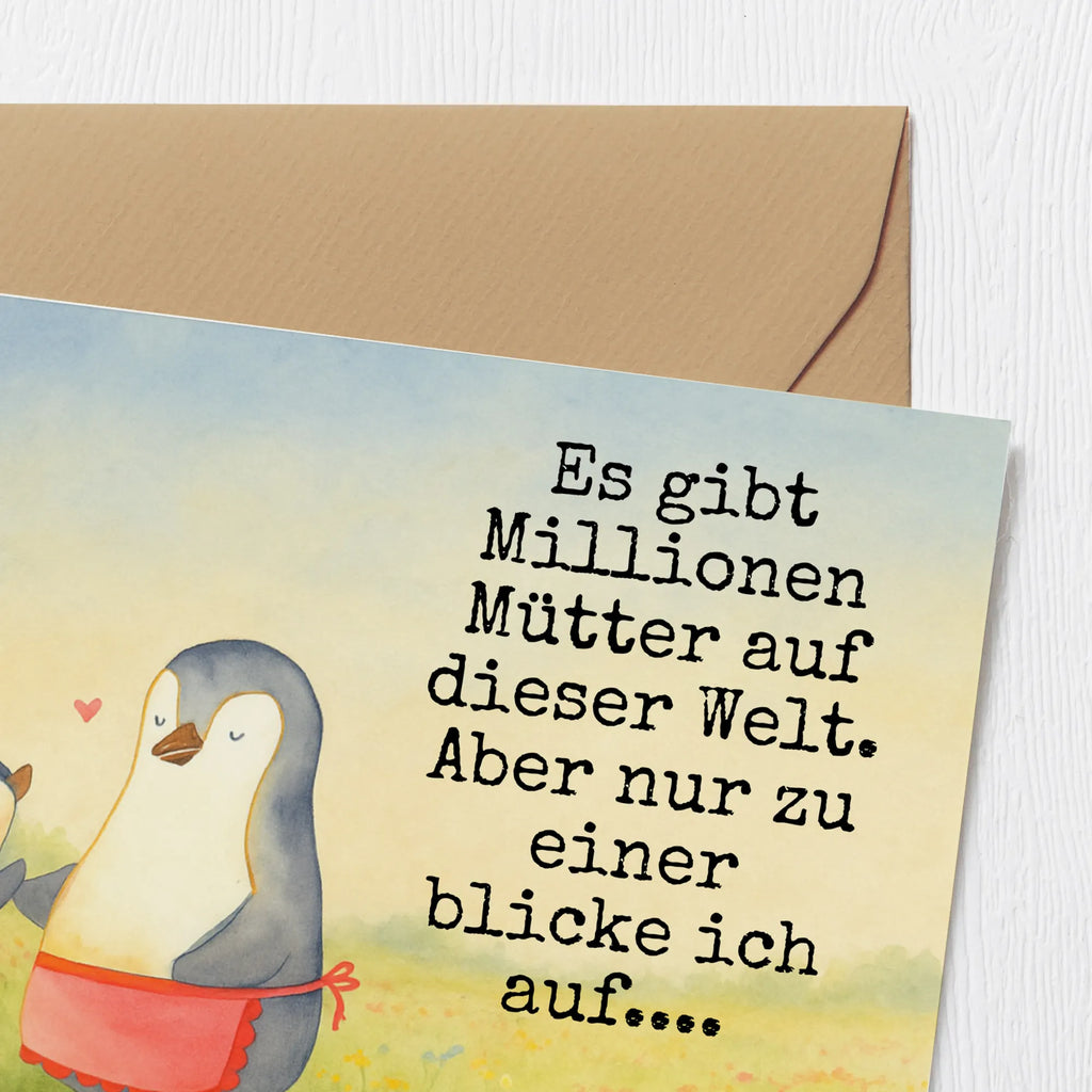 Deluxe Card Penguin with child Design Karte, Grußkarte, Klappkarte, Einladungskarte, Glückwunschkarte, Hochzeitskarte, Geburtstagskarte, Hochwertige Grußkarte, Hochwertige Klappkarte, Familie, Vatertag, Muttertag, Bruder, Schwester, Mama, Papa, Oma, Opa, Geschenk, Mami, Mutti, Mutter, Geburststag