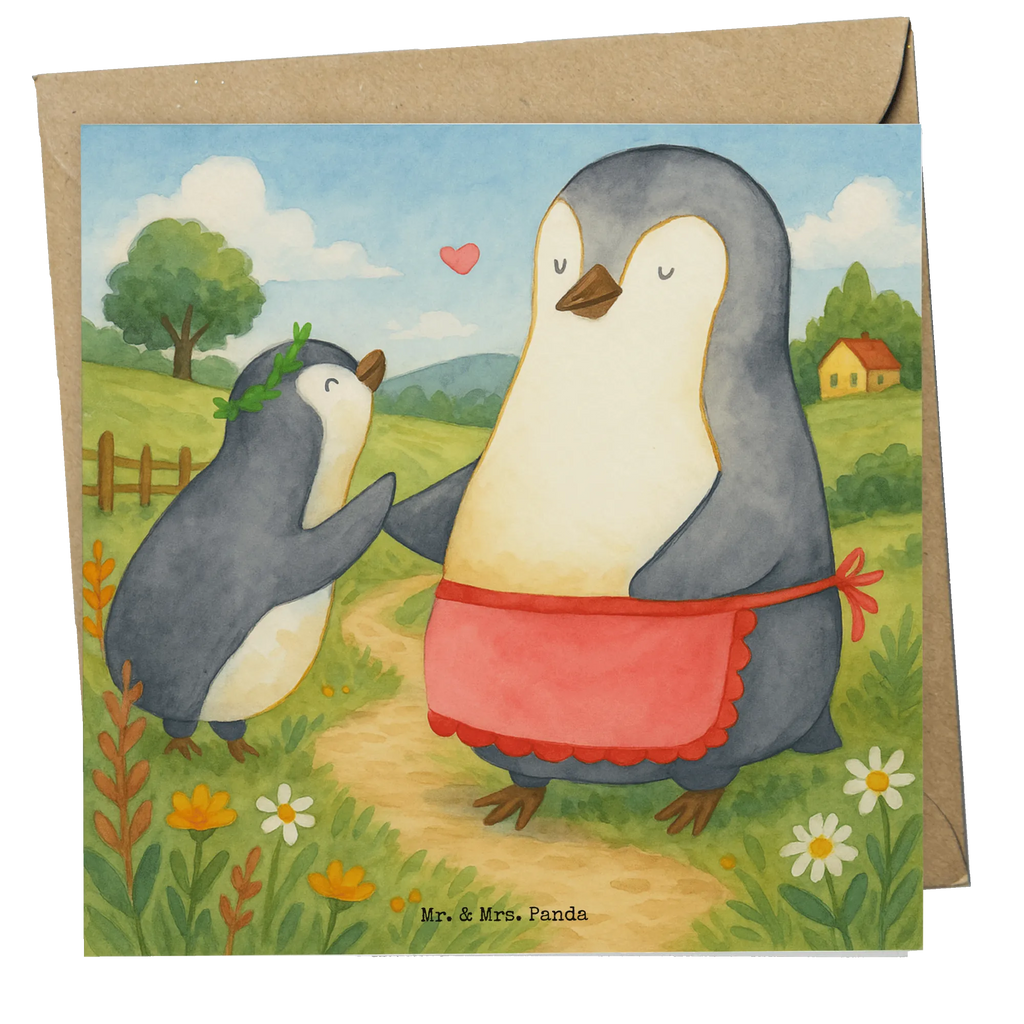 Deluxe Card Penguin with child Design Karte, Grußkarte, Klappkarte, Einladungskarte, Glückwunschkarte, Hochzeitskarte, Geburtstagskarte, Hochwertige Grußkarte, Hochwertige Klappkarte, Familie, Vatertag, Muttertag, Bruder, Schwester, Mama, Papa, Oma, Opa, Geschenk, Mami, Mutti, Mutter, Geburststag