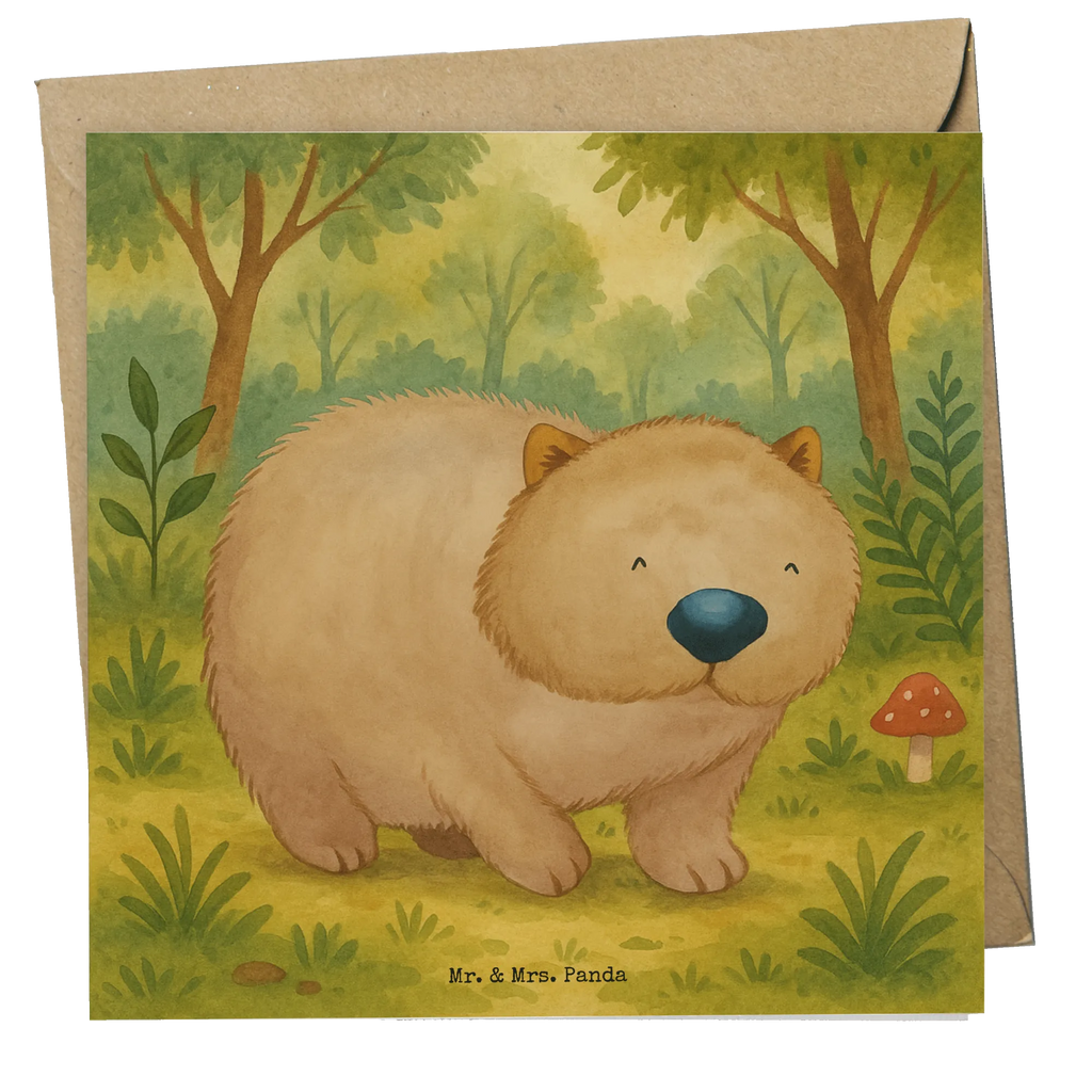 Karta Deluxe Wombat Design Karte, Grußkarte, Klappkarte, Einladungskarte, Glückwunschkarte, Hochzeitskarte, Geburtstagskarte, Hochwertige Grußkarte, Hochwertige Klappkarte, Tiermotive, Gute Laune, lustige Sprüche, Tiere, Wombat, Das Leben ist schön, Motivation, Spruch, Australien